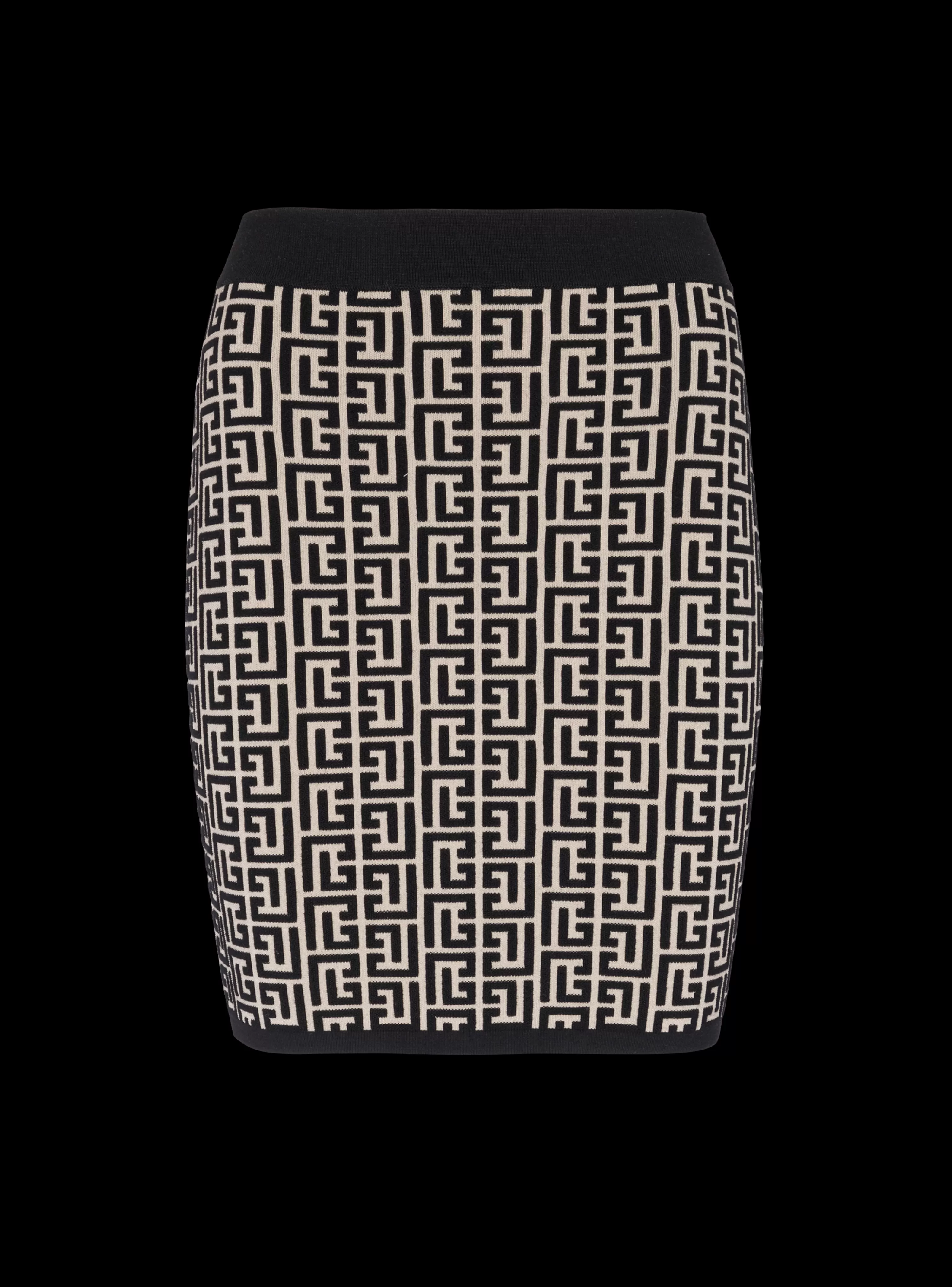 Women Balmain Monogrammed Knit Skirt