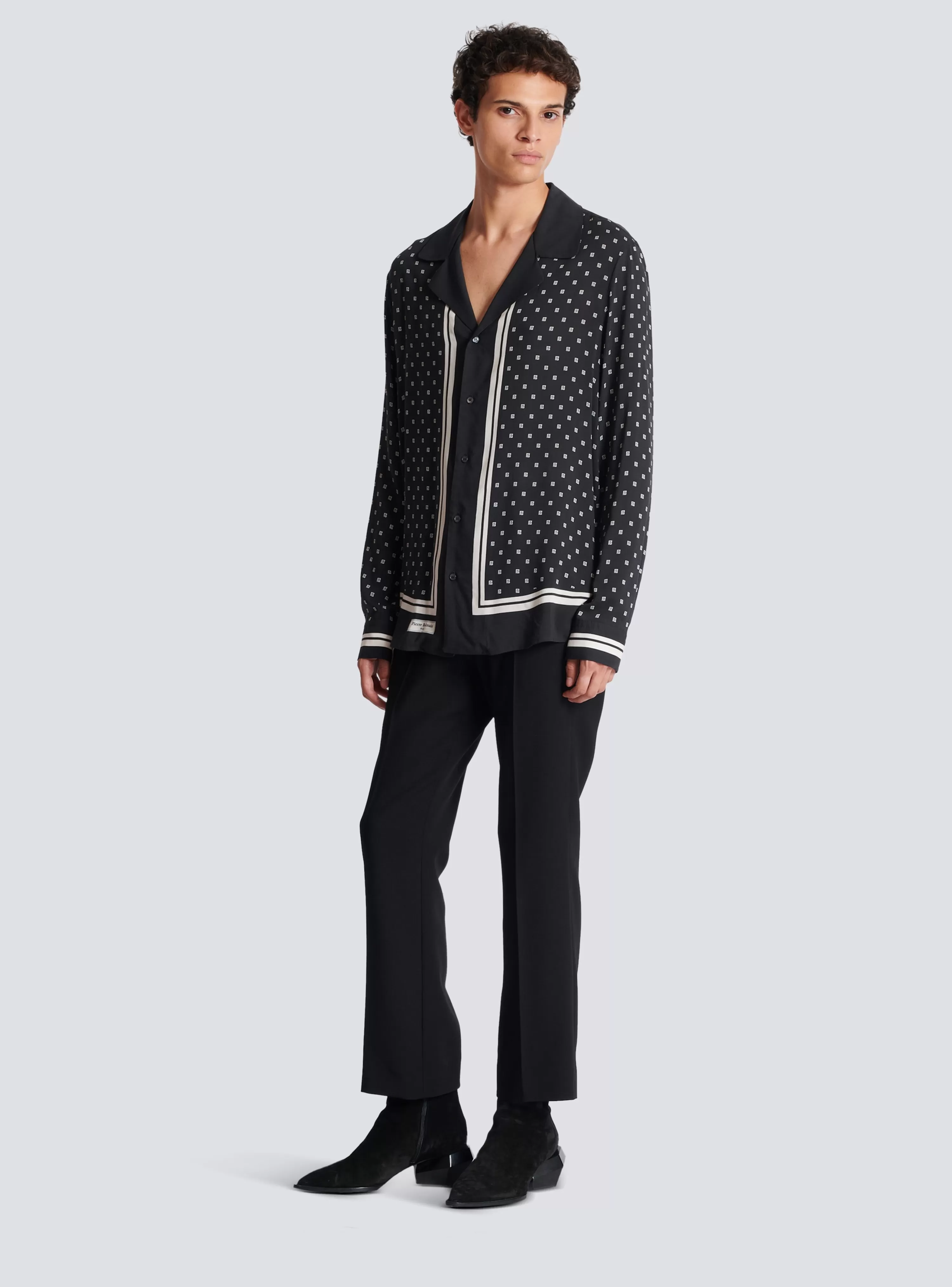 Balmain Monogrammed Scarf-print Shirt