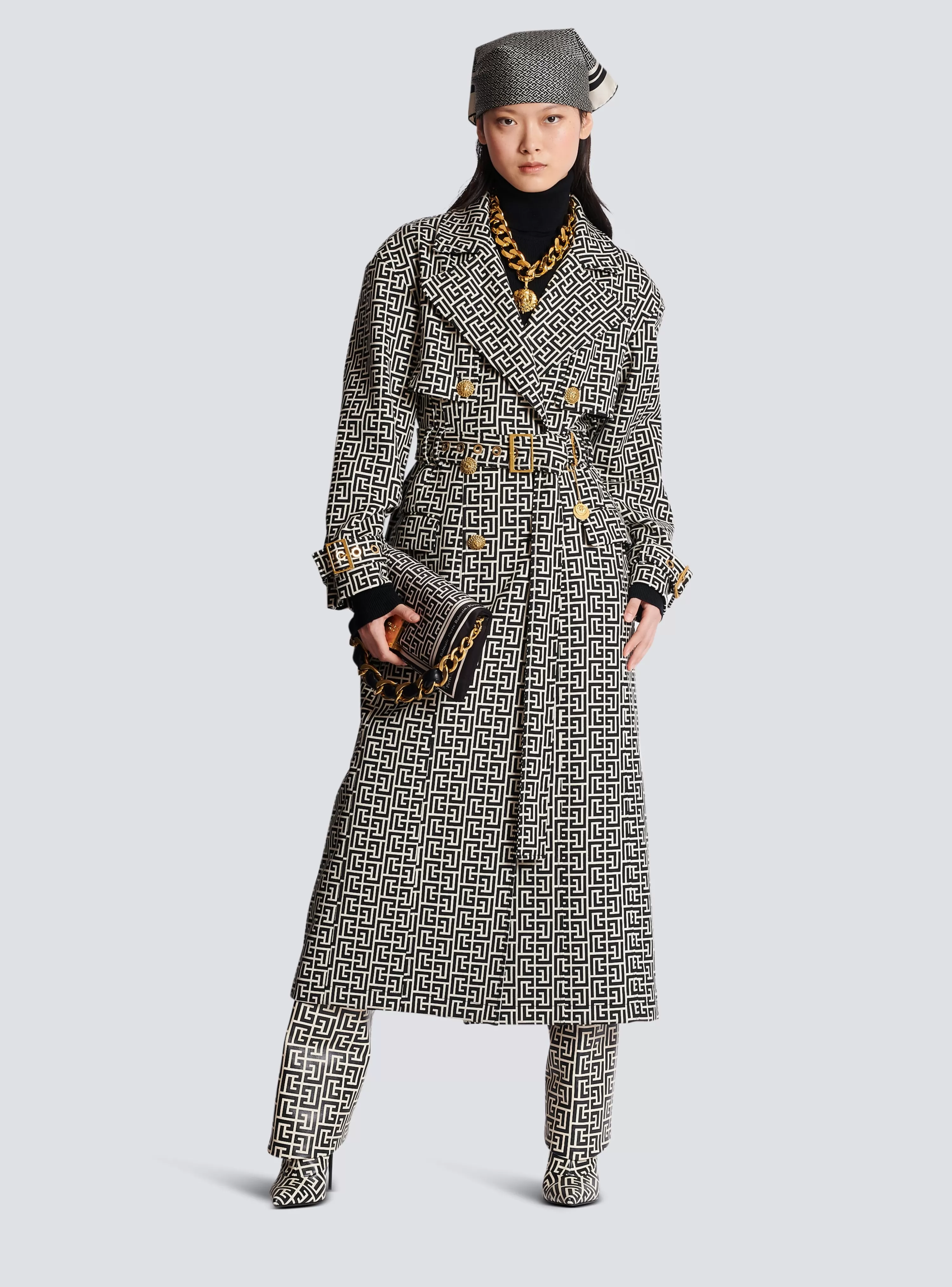 Women Balmain Monogrammed Trench Coat