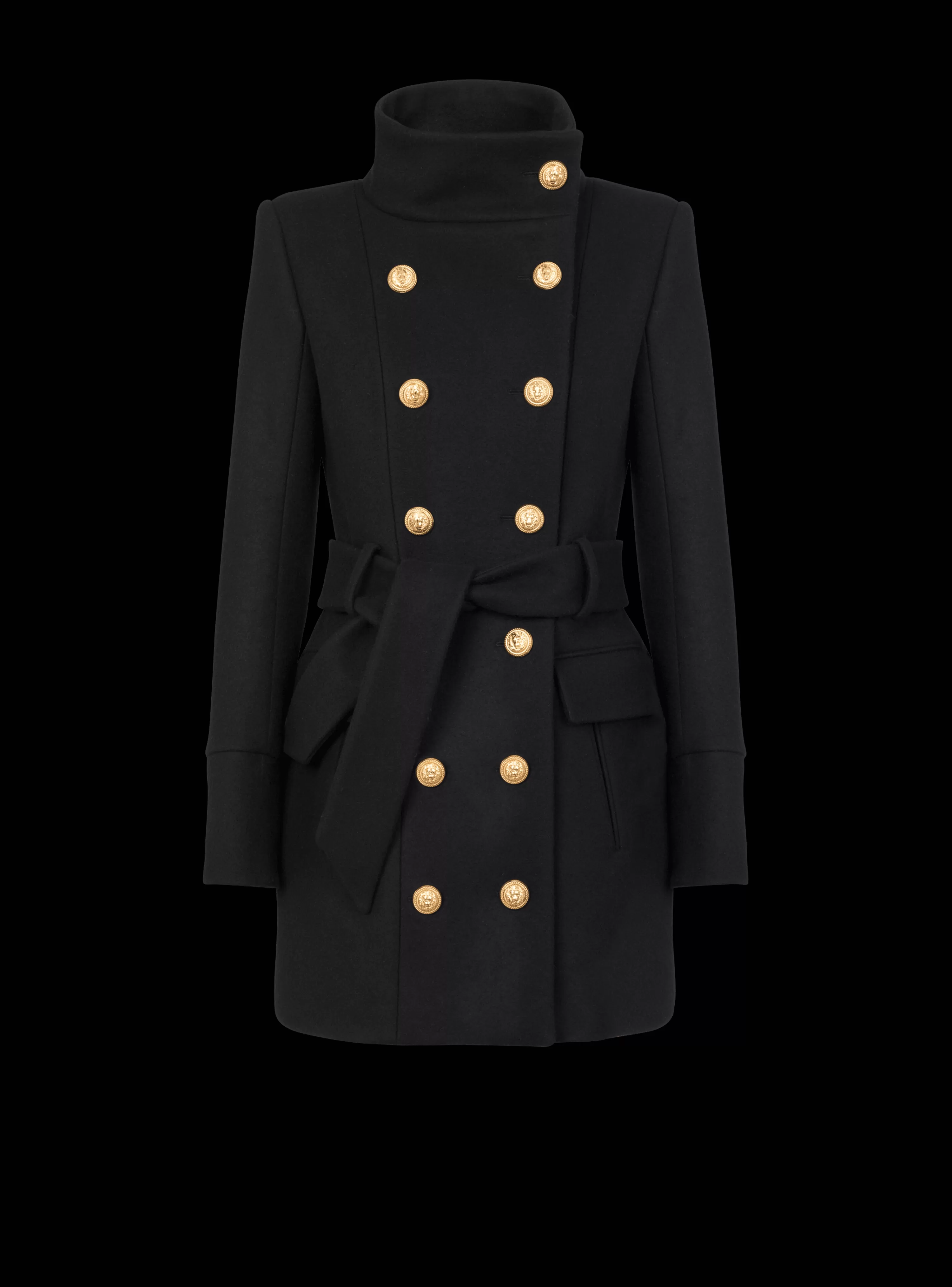 Women Balmain Officer Coat With Belt