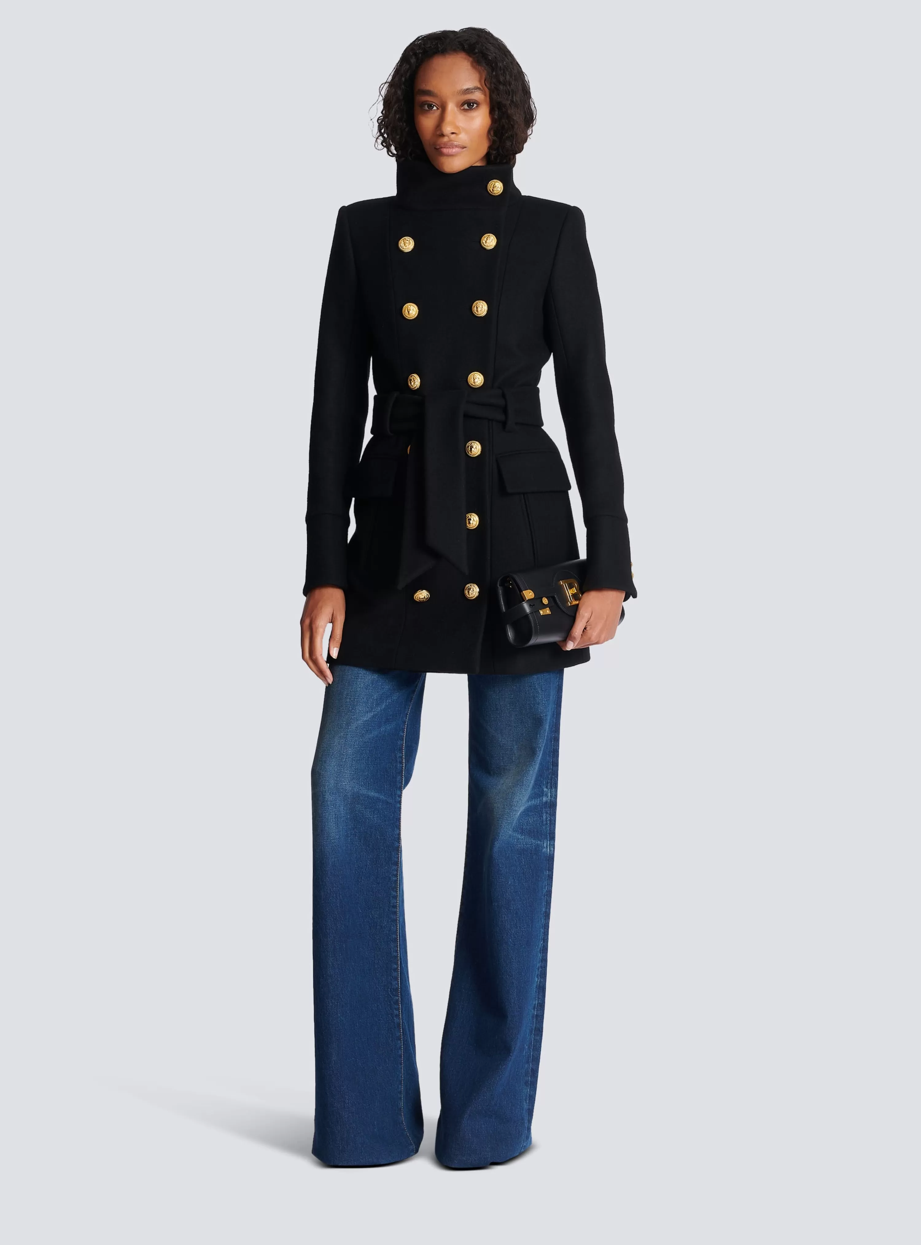 Women Balmain Officer Coat With Belt