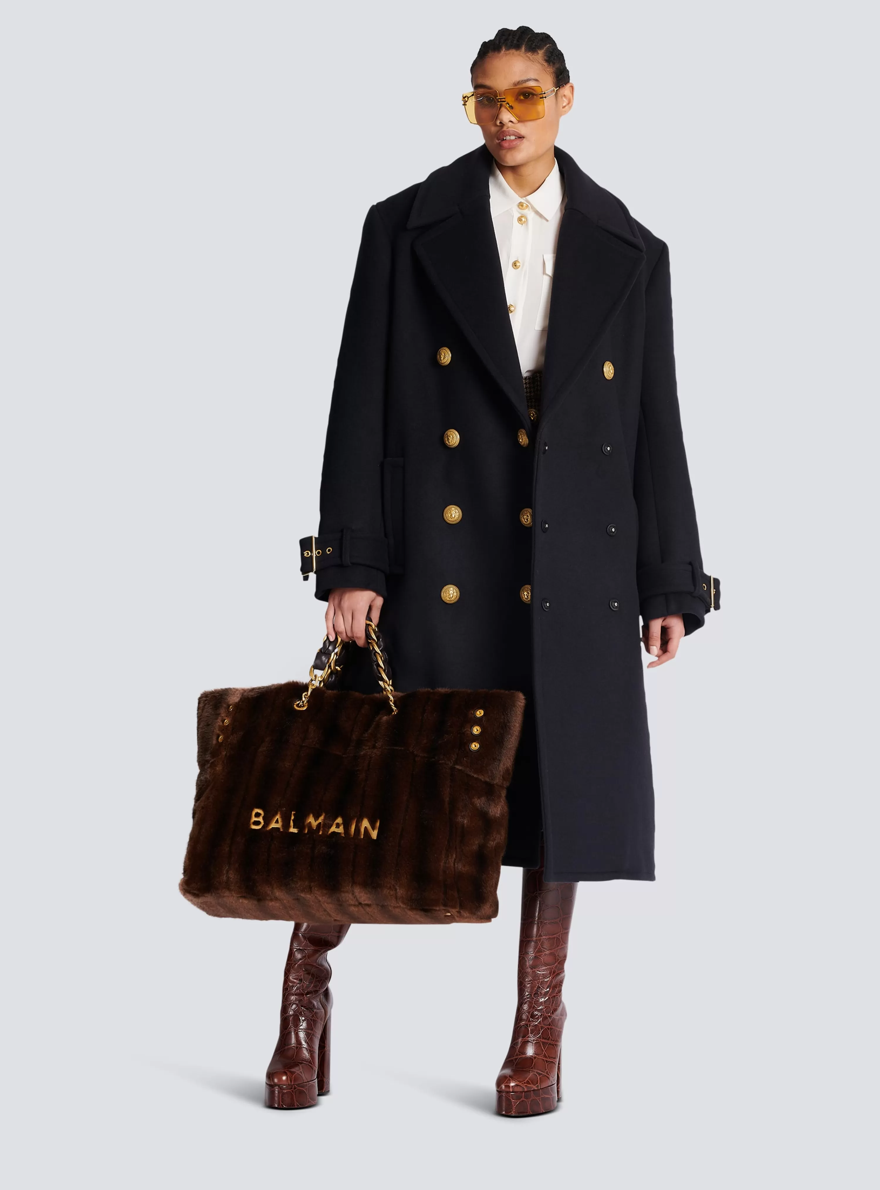 Women Balmain Oversized Double-breasted Coat