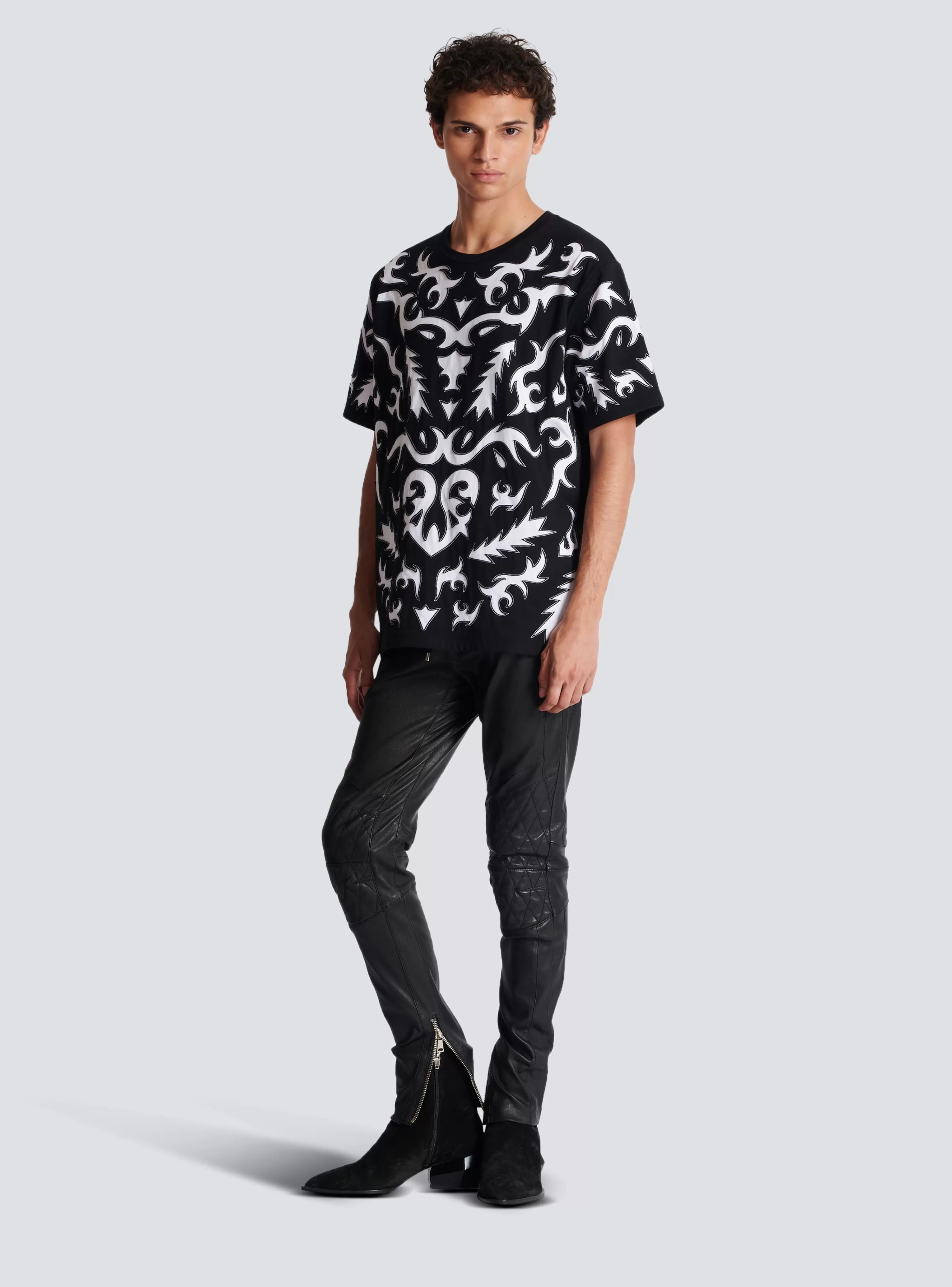 Balmain Oversized T-shirt With Laser-cut Baroque Print