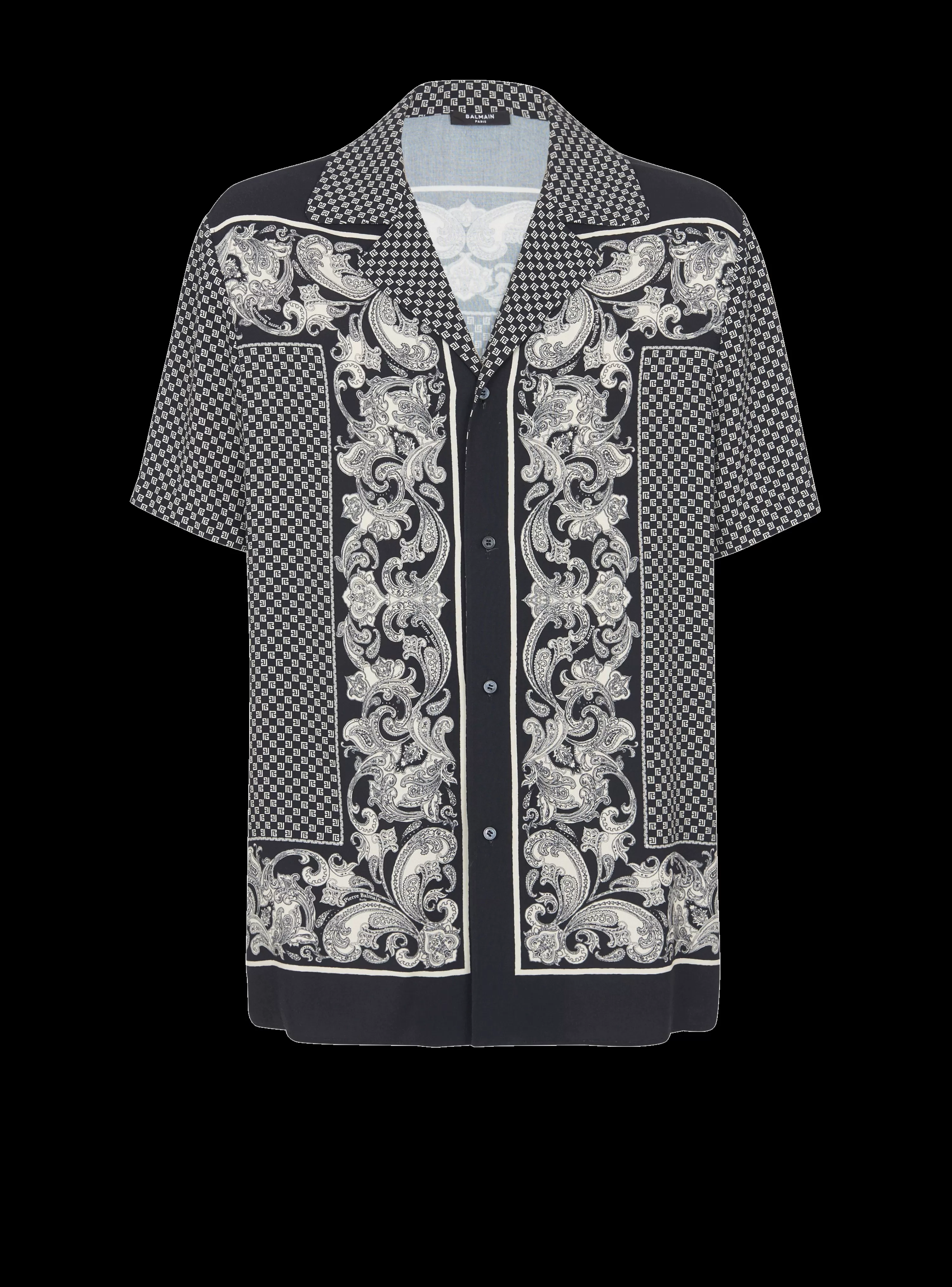 Balmain Paisley And Mini Monogram Printed Silk Shirt