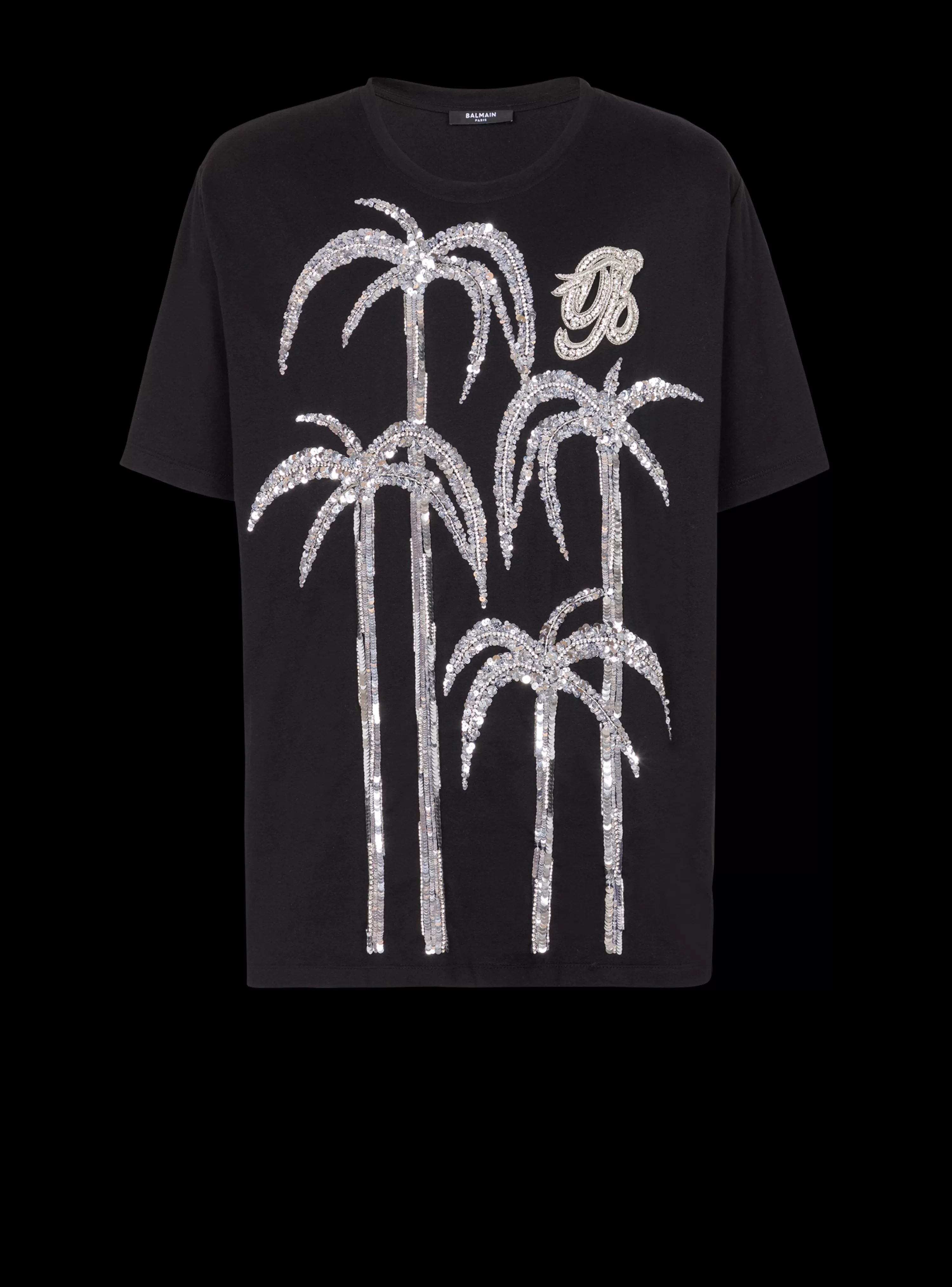 Balmain Palm Tree Embroidered T-shirt