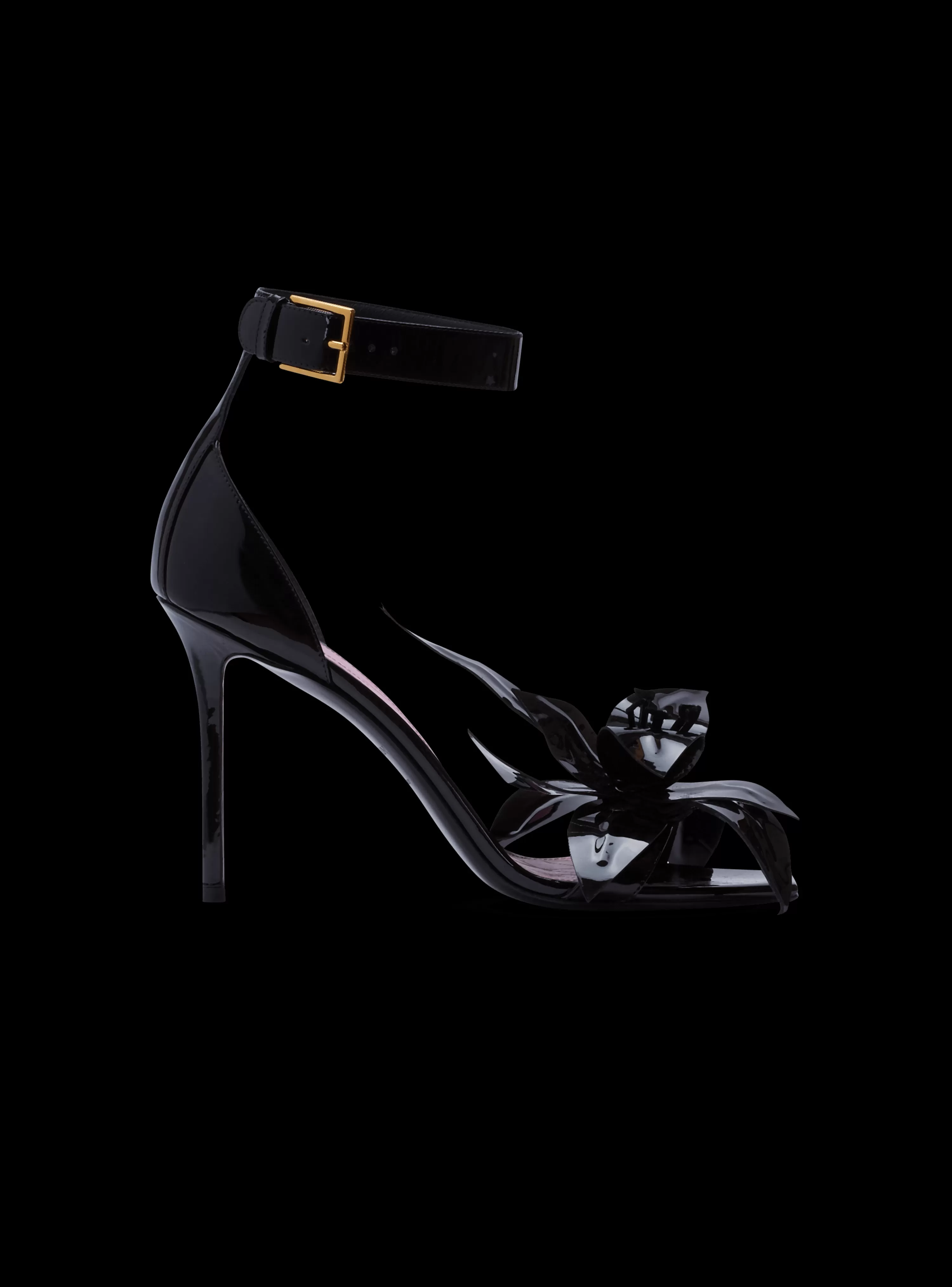 Women Balmain Patent Leather Ruby Pumps With Flower Detail