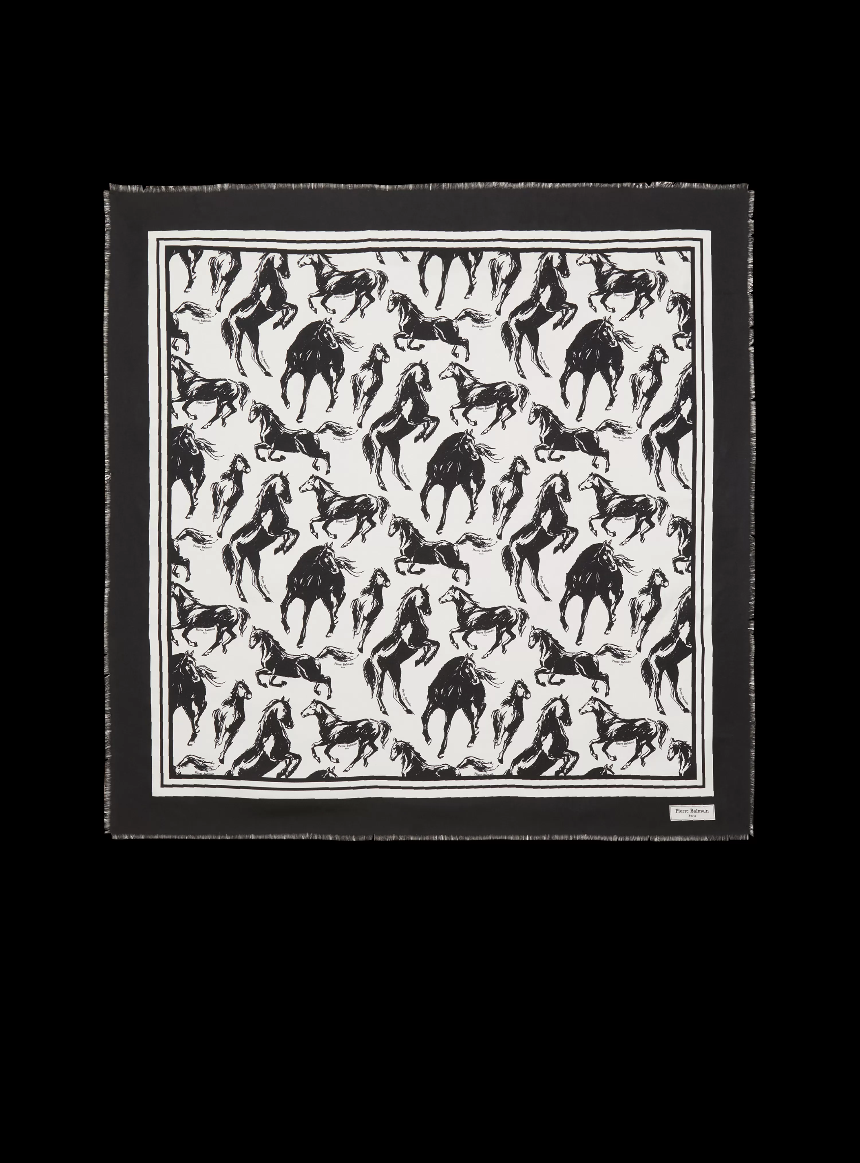 Women Balmain Pierre Horse Print Silk Square