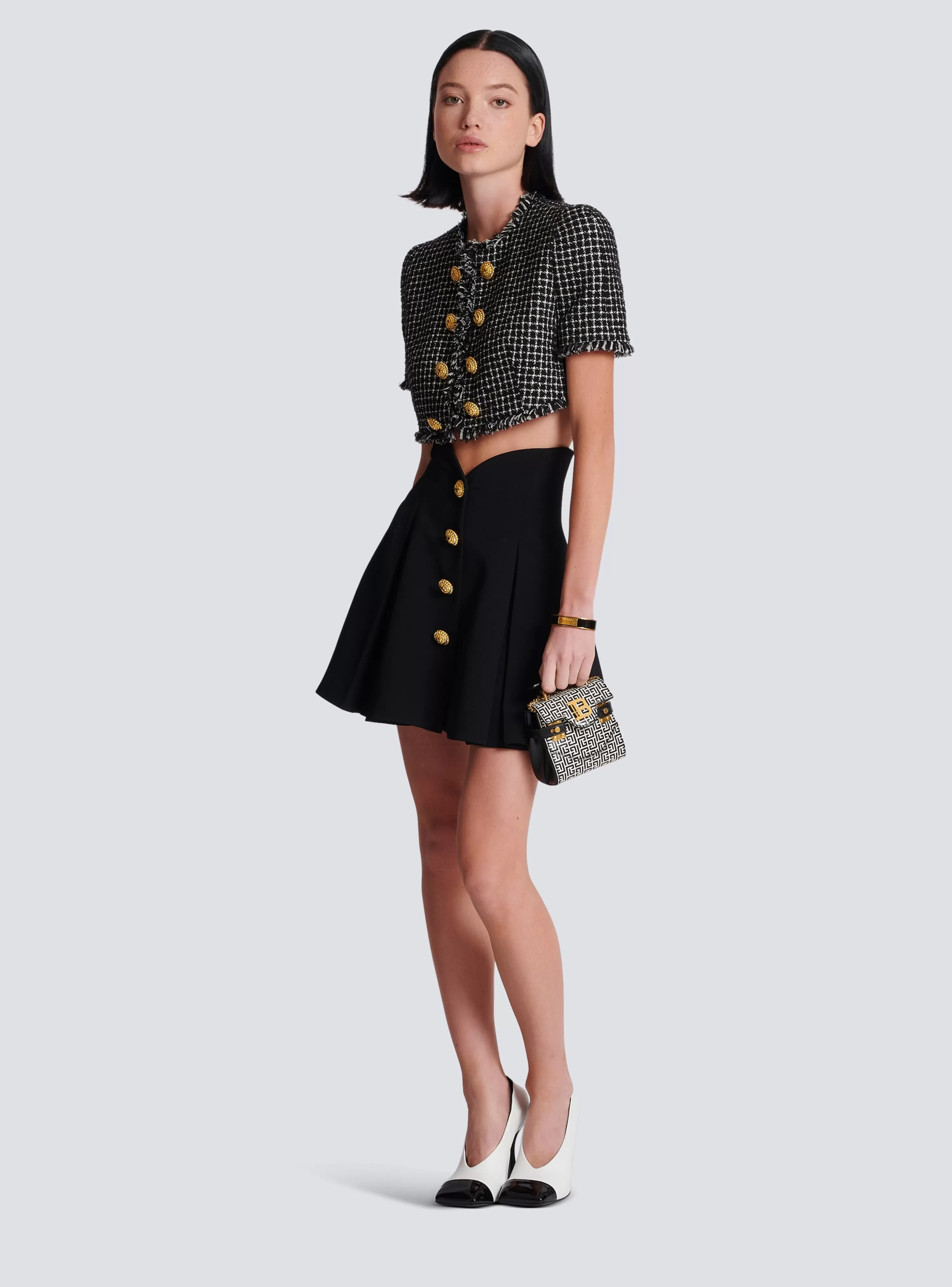 Women Balmain Pleated Crepe Tulip Skirt