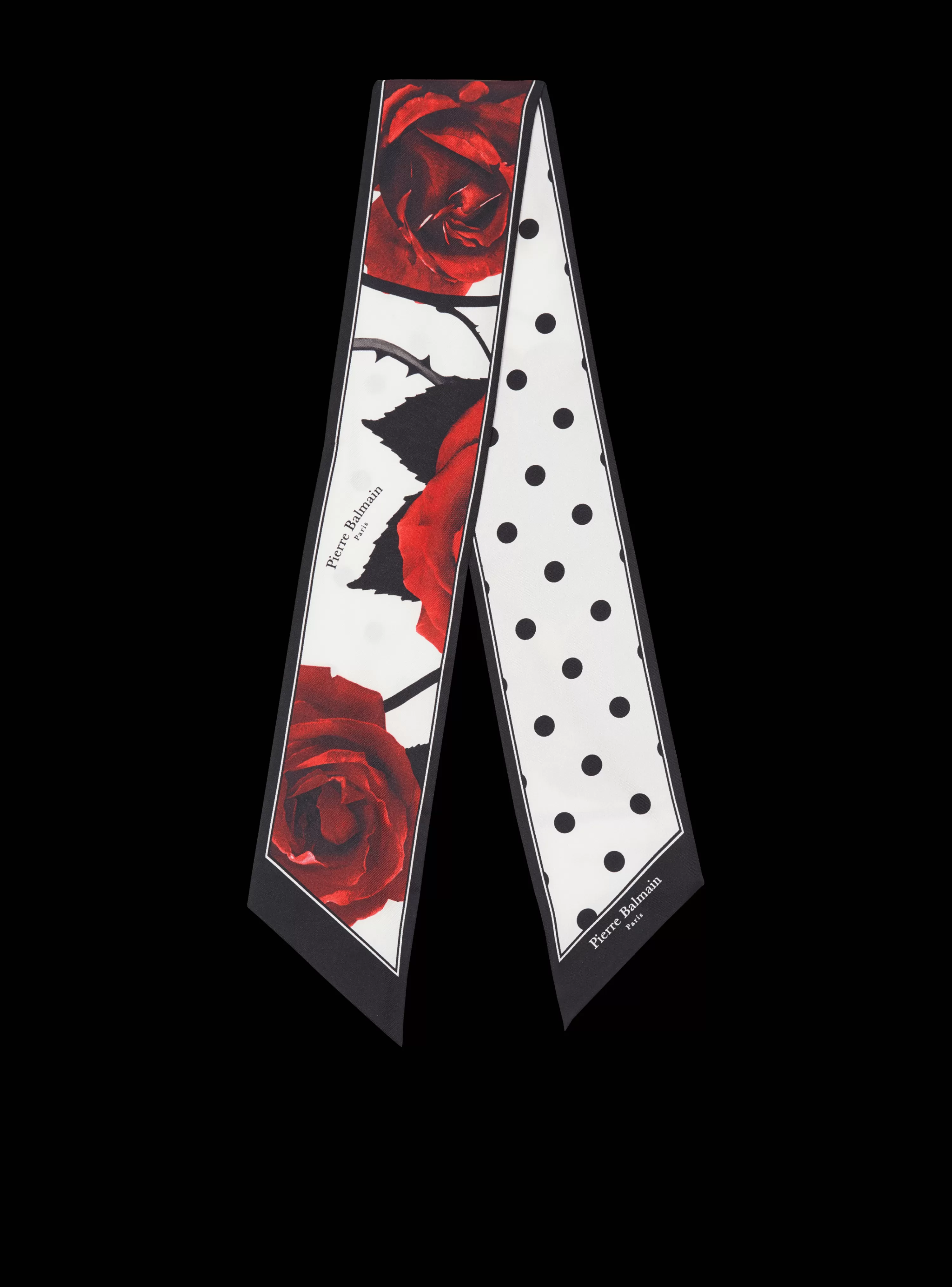 Women Balmain Roses And Polka Dots Printed Bandana