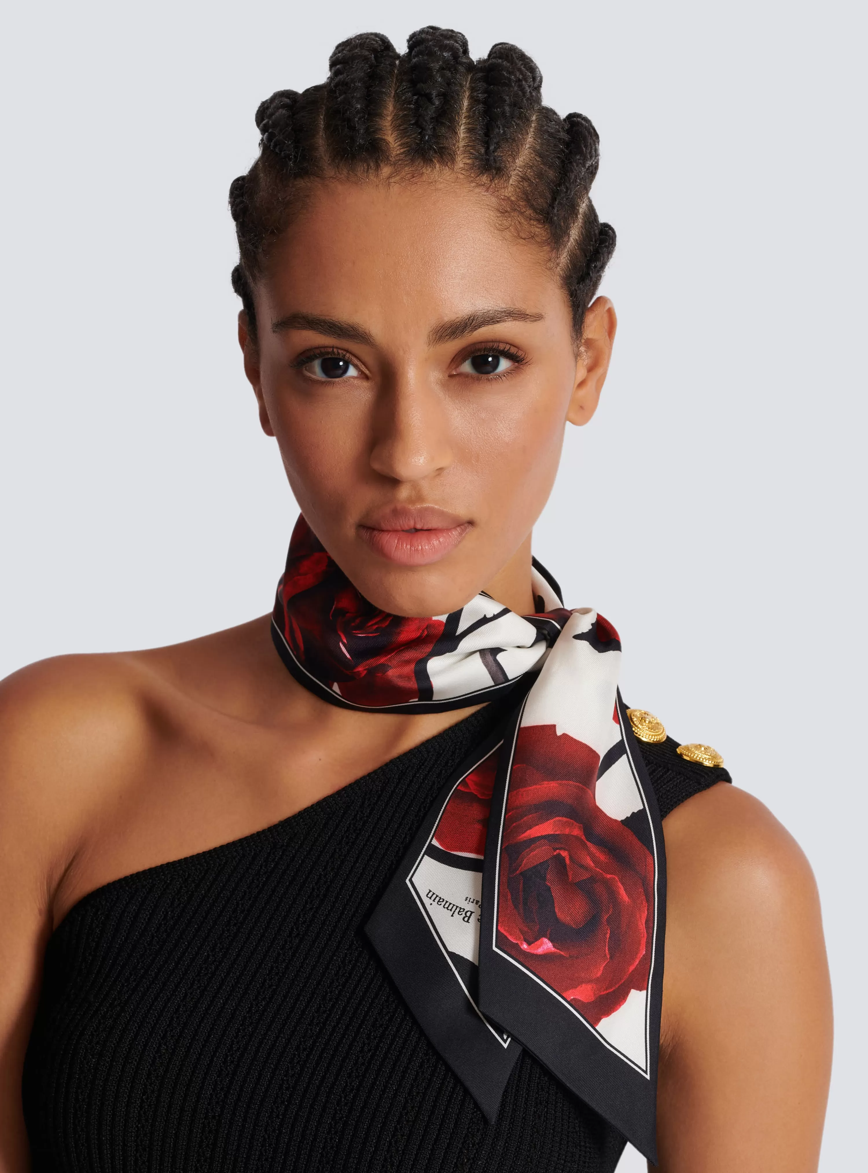 Women Balmain Roses And Polka Dots Printed Bandana