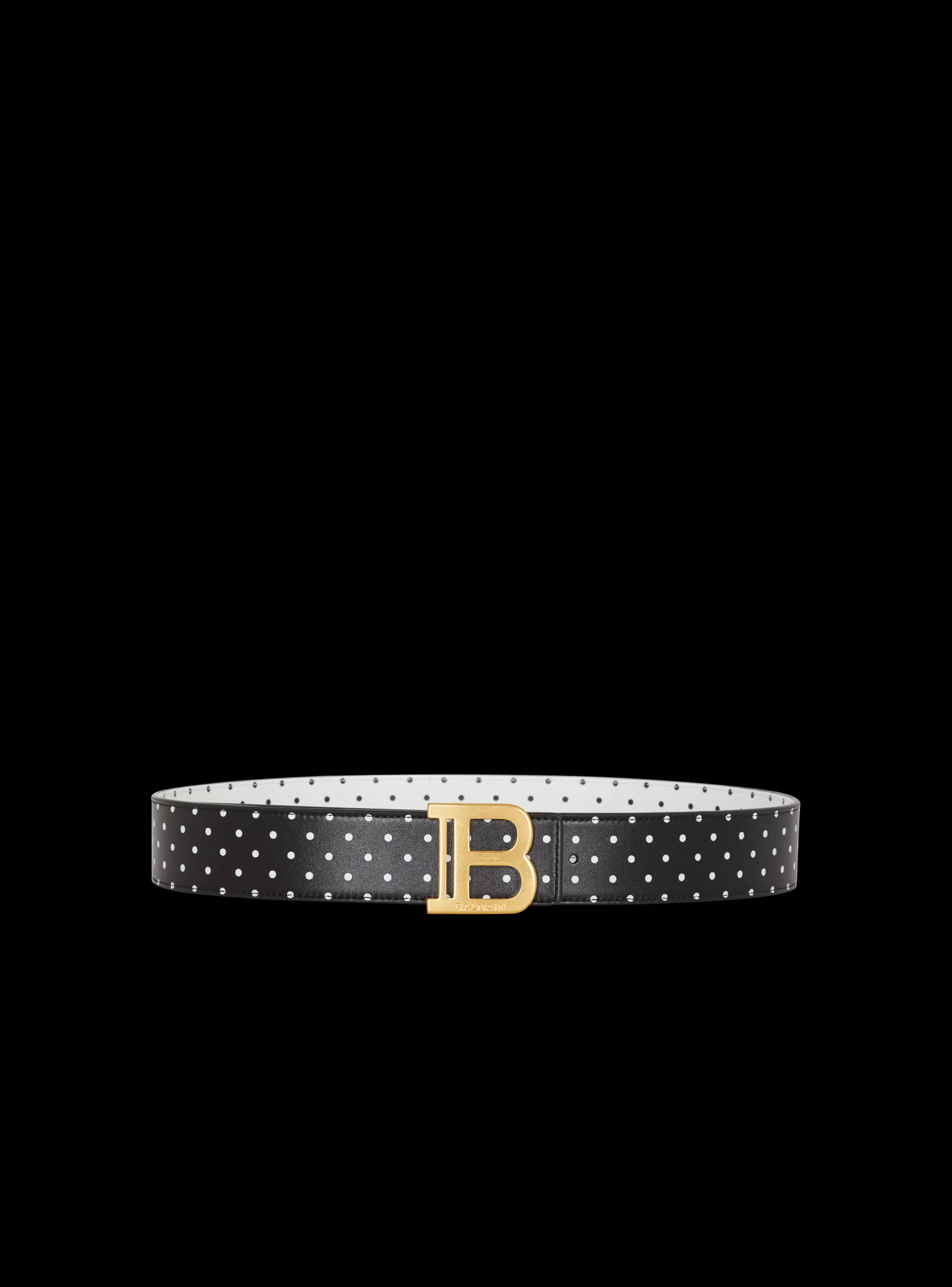 Women Balmain Reversible Calfskin B-Belt With A Polka Dots Print