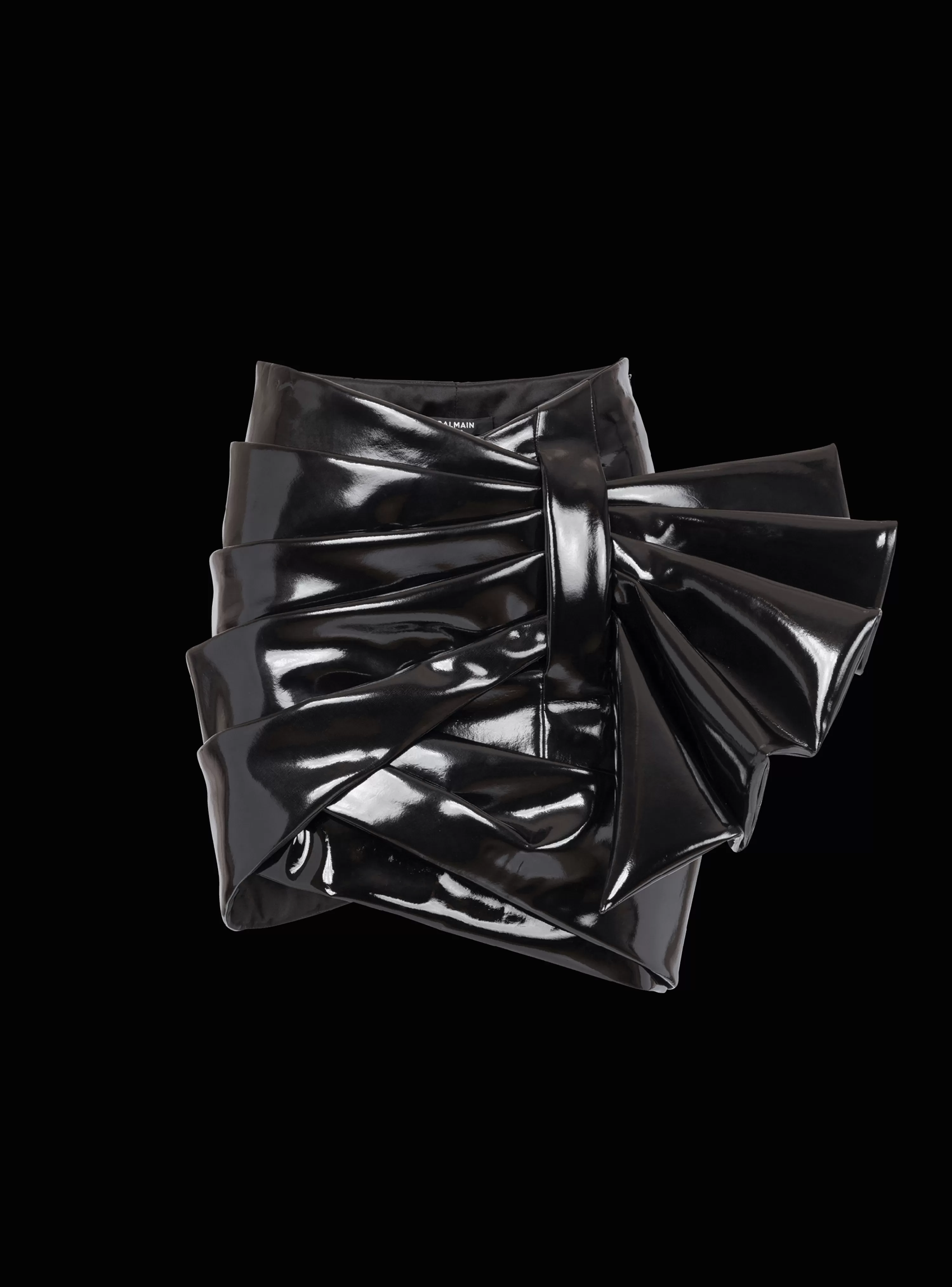 Women Balmain Short Draped Vinyl Skirt