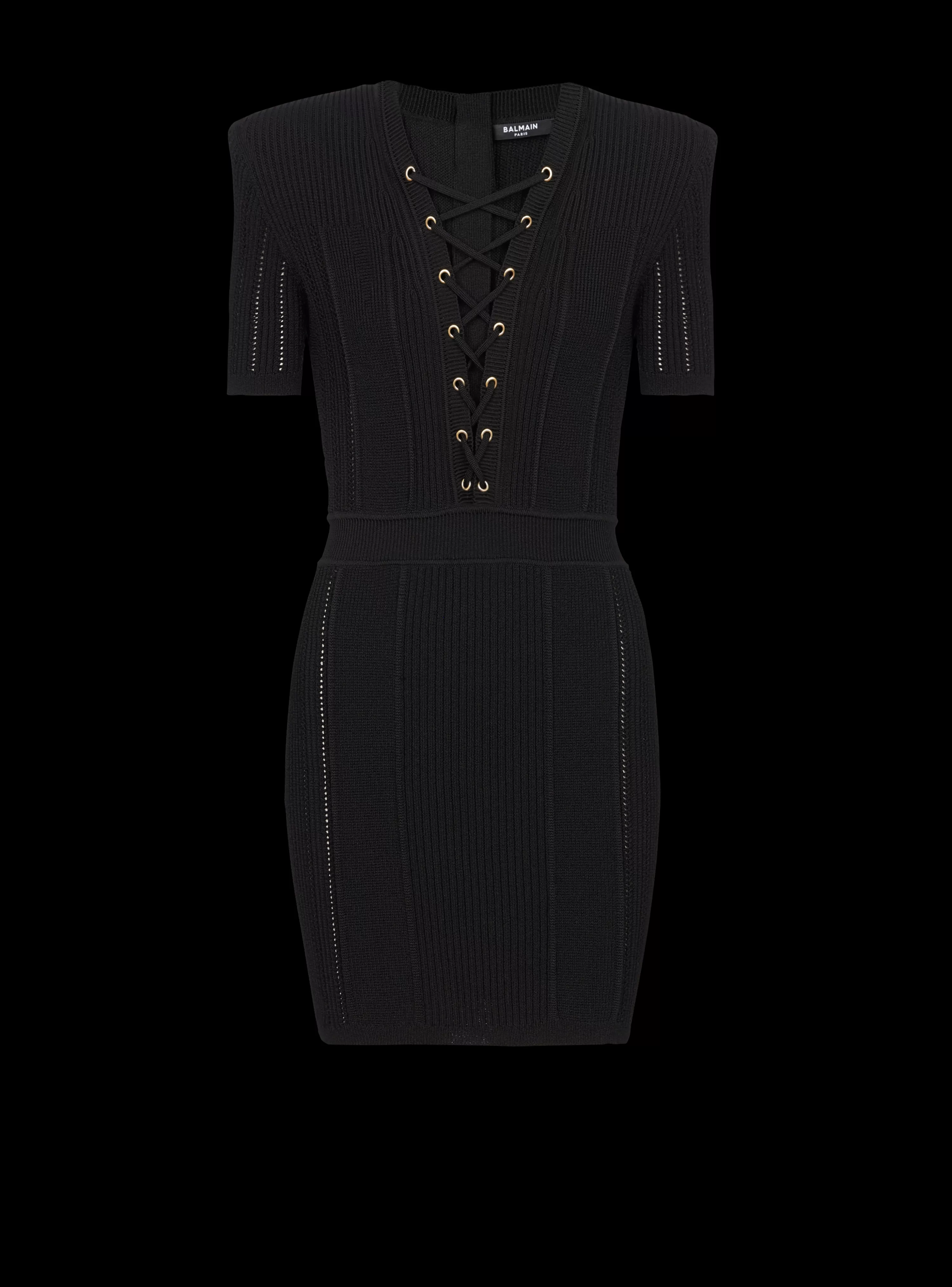 Women Balmain Short Fine Ribbed Knit Dress