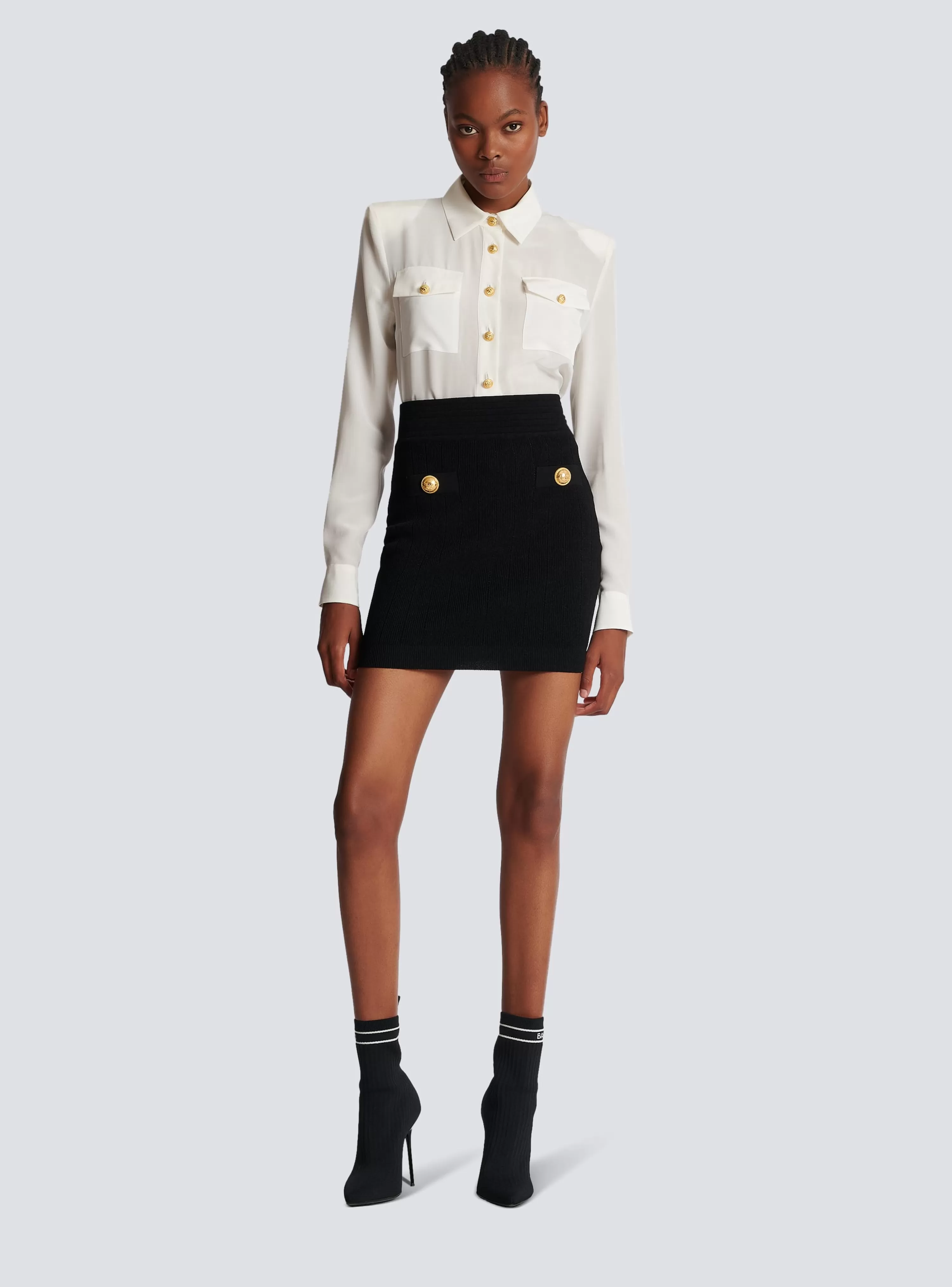 Women Balmain Short Knit Skirt