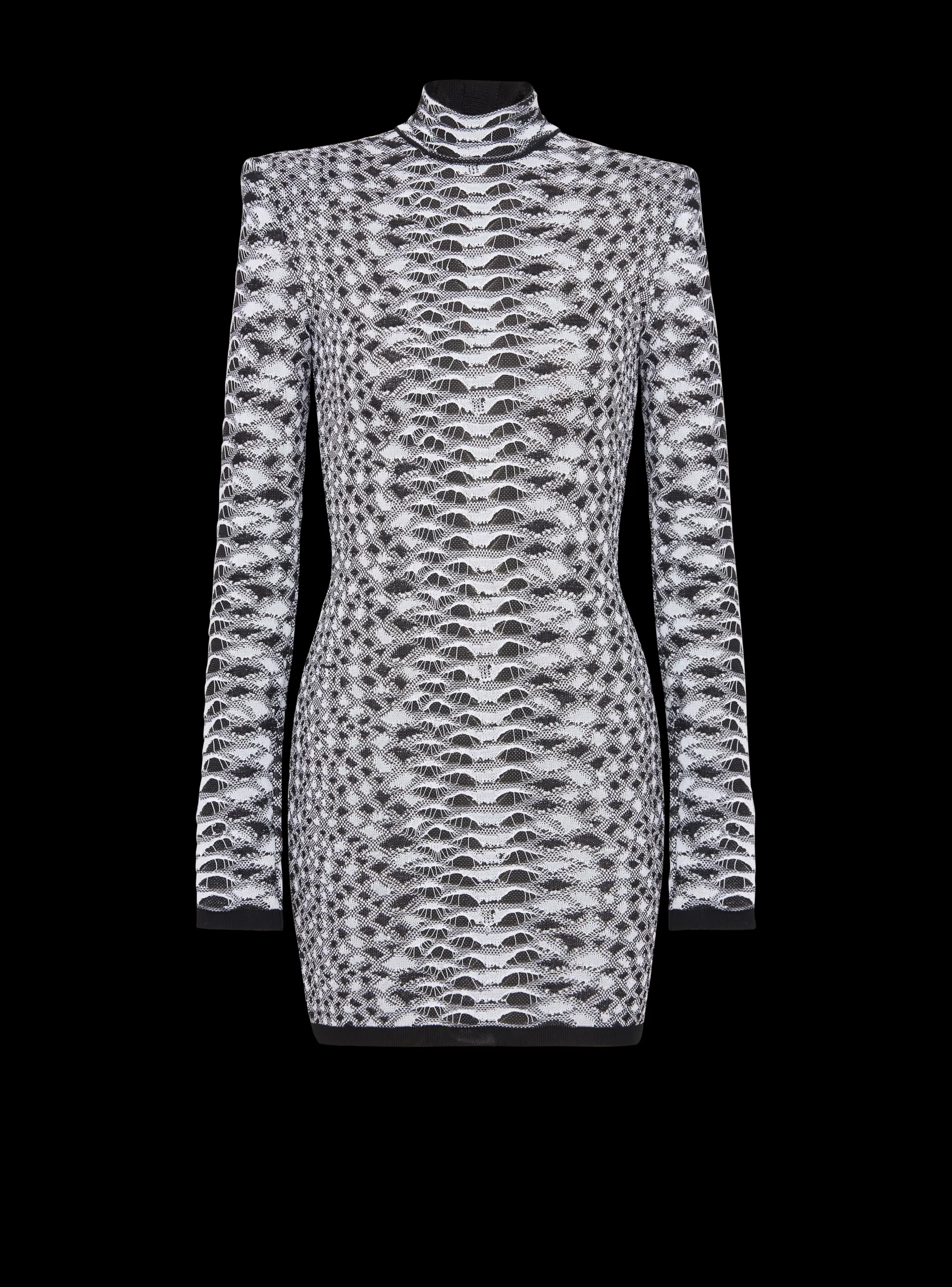 Women Balmain Short Snakeskin Textured Knit Dress