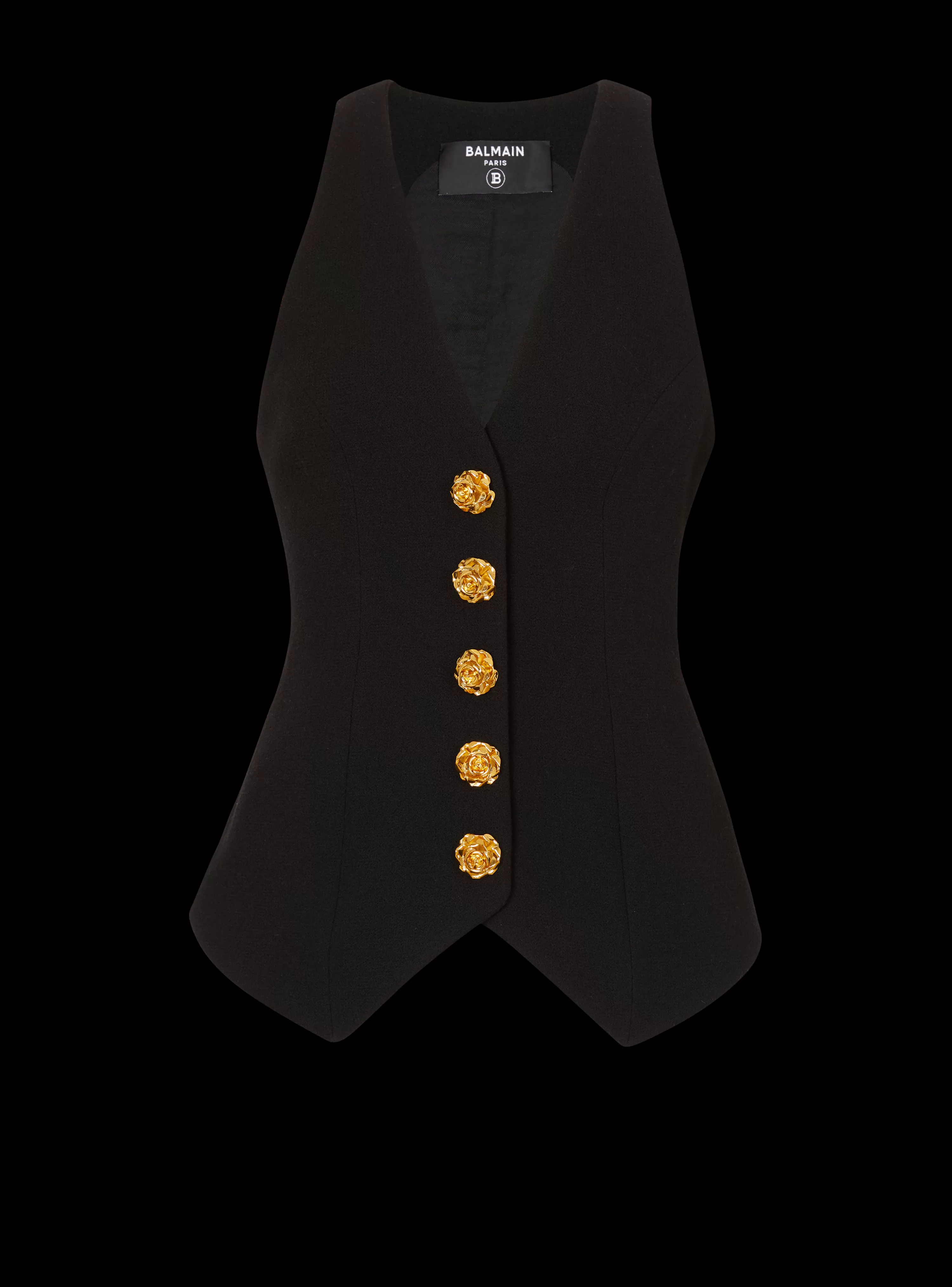 Women Balmain Sleeveless Double Crepe Waistcoat