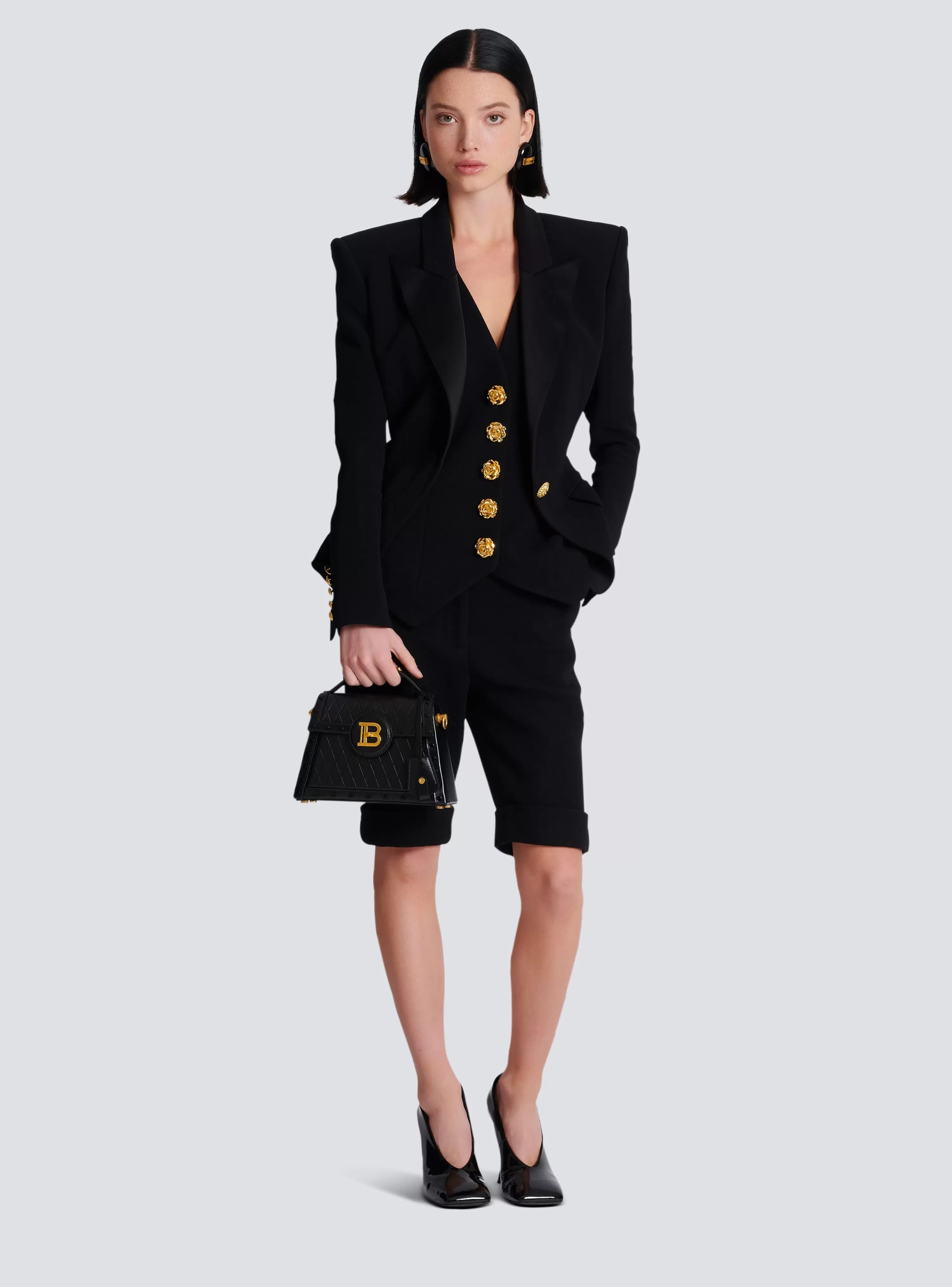 Women Balmain Sleeveless Double Crepe Waistcoat