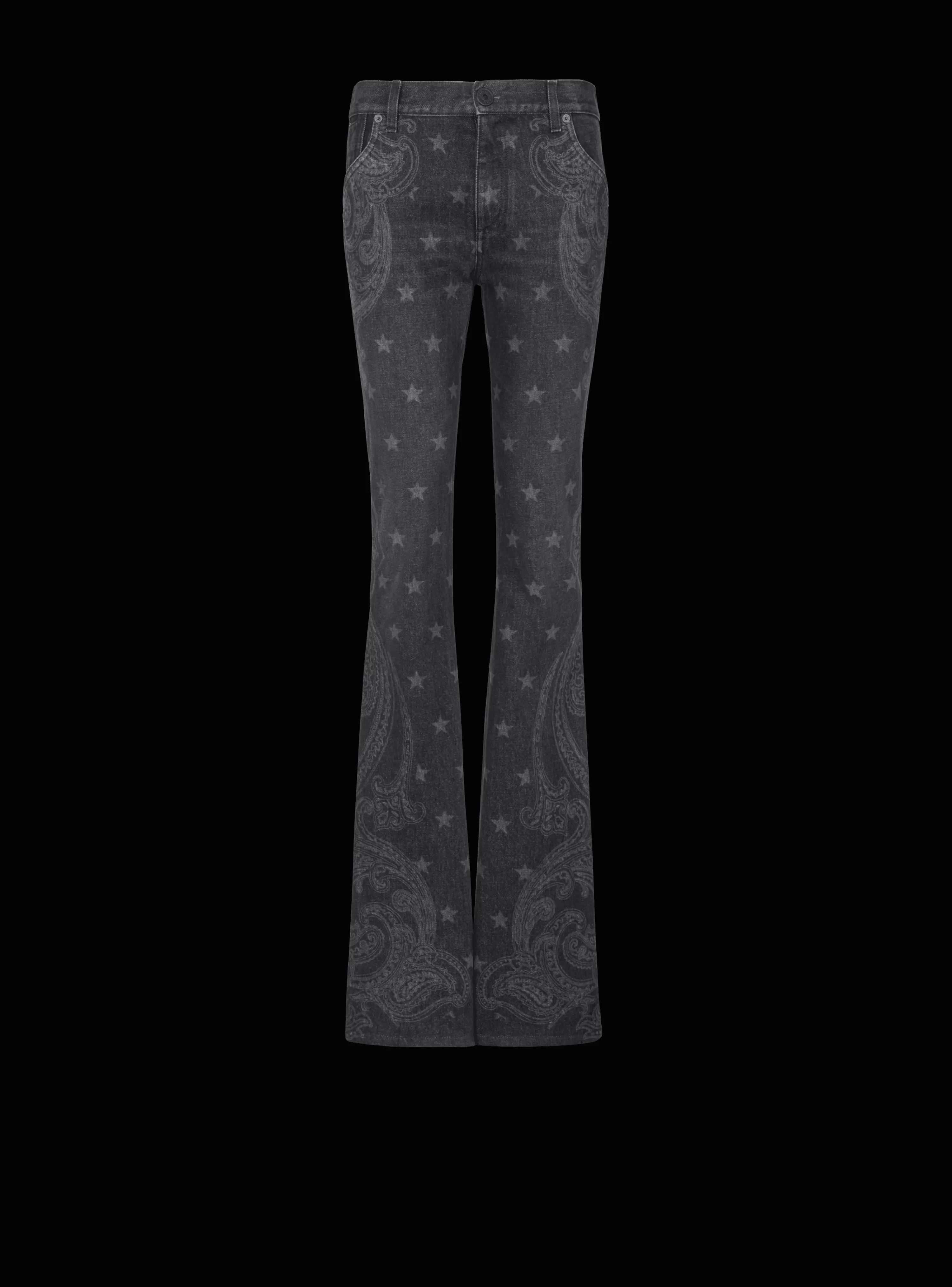 Women Balmain Star And Paisley Print Denim Jeans