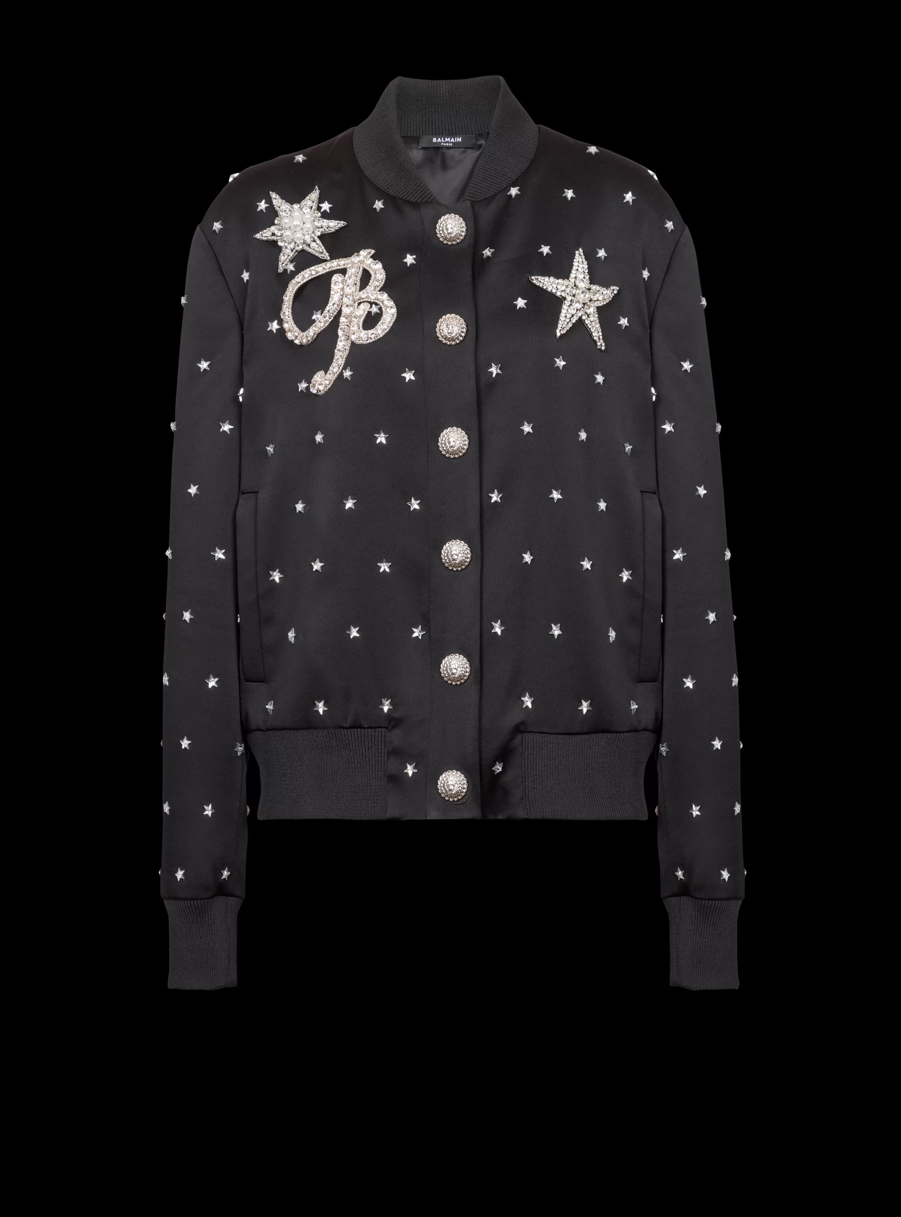 Women Balmain Stars Embroidered Bomber Jacket