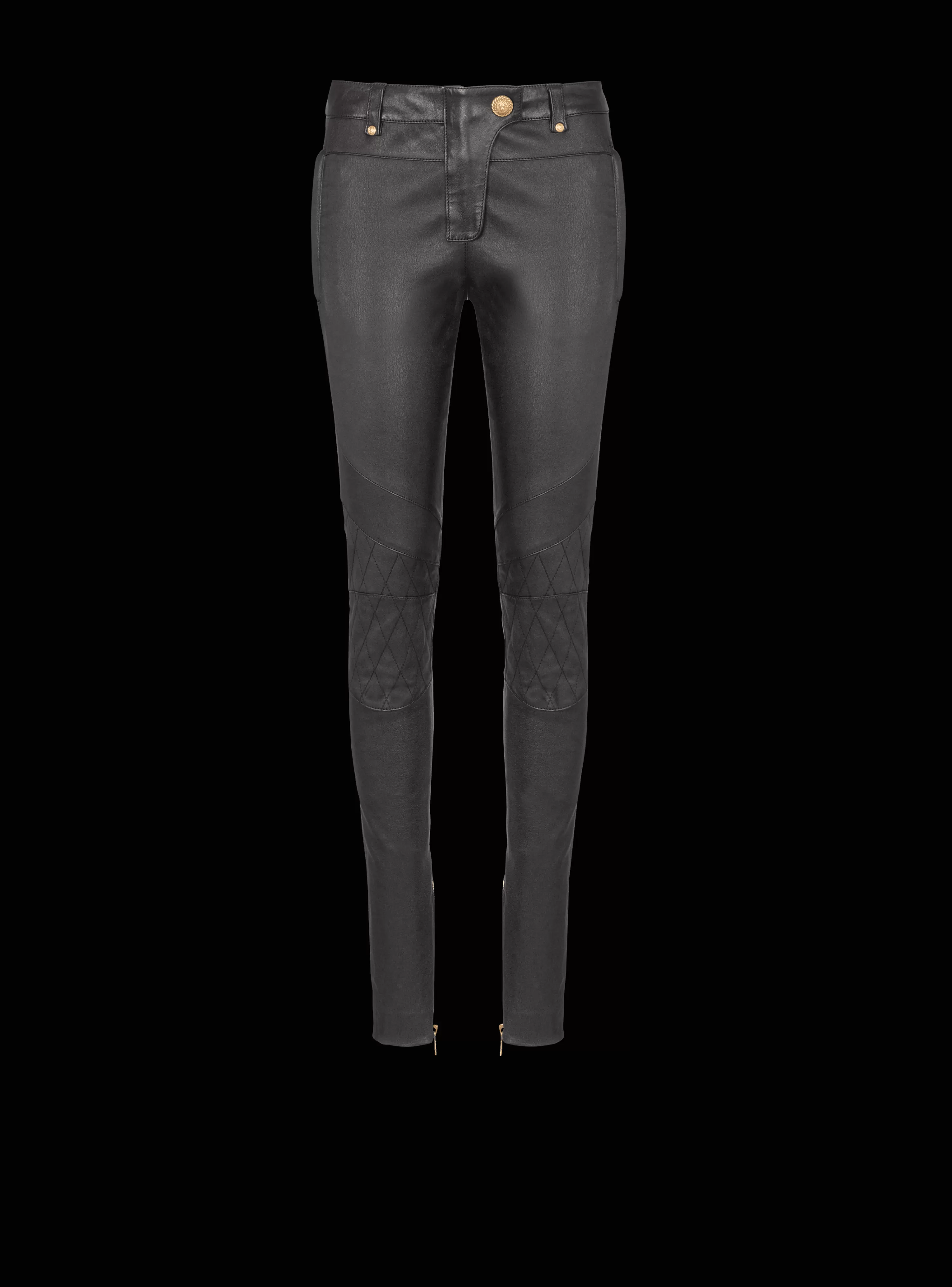 Women Balmain Stretch Leather Trousers