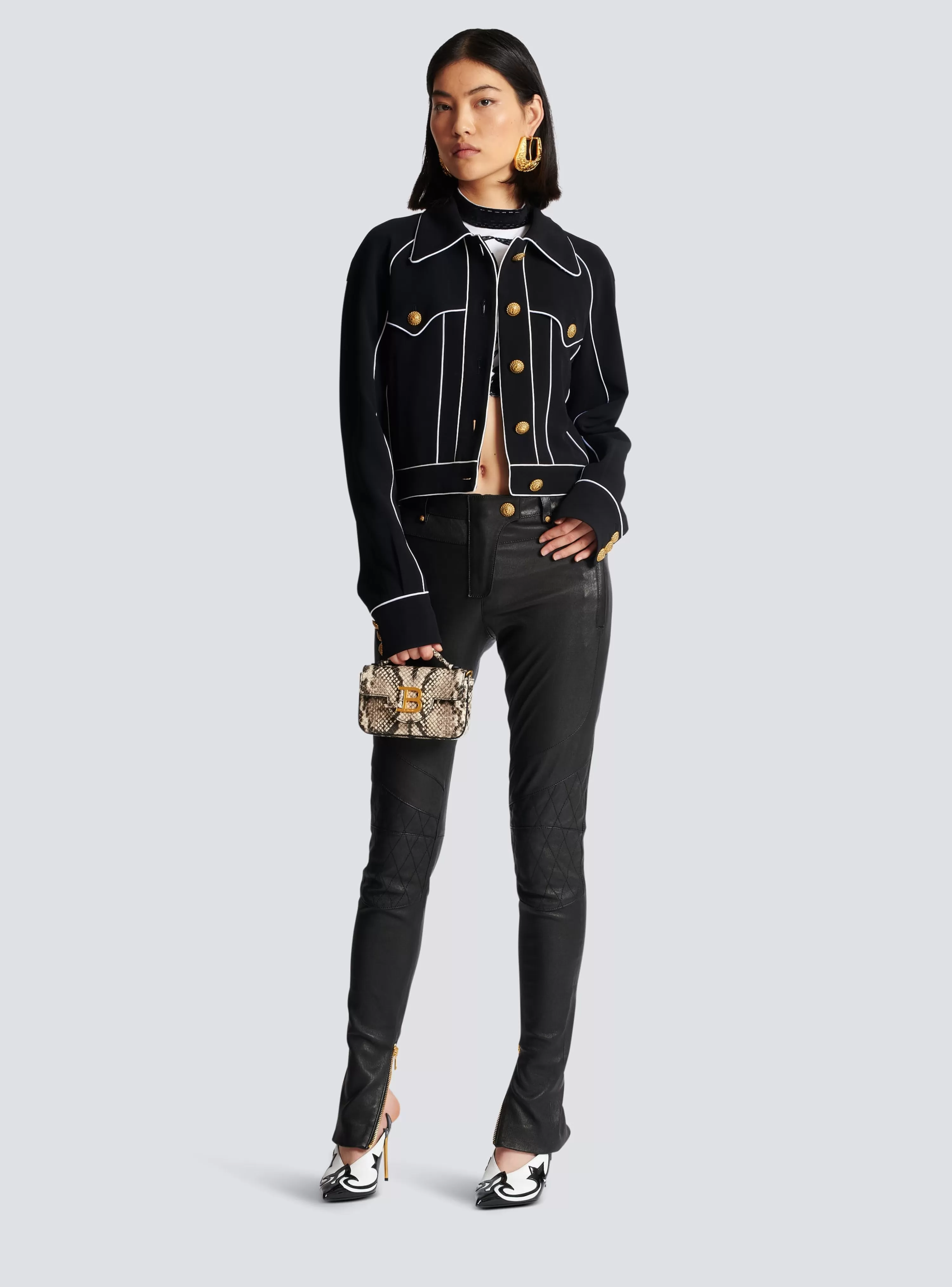 Women Balmain Stretch Leather Trousers