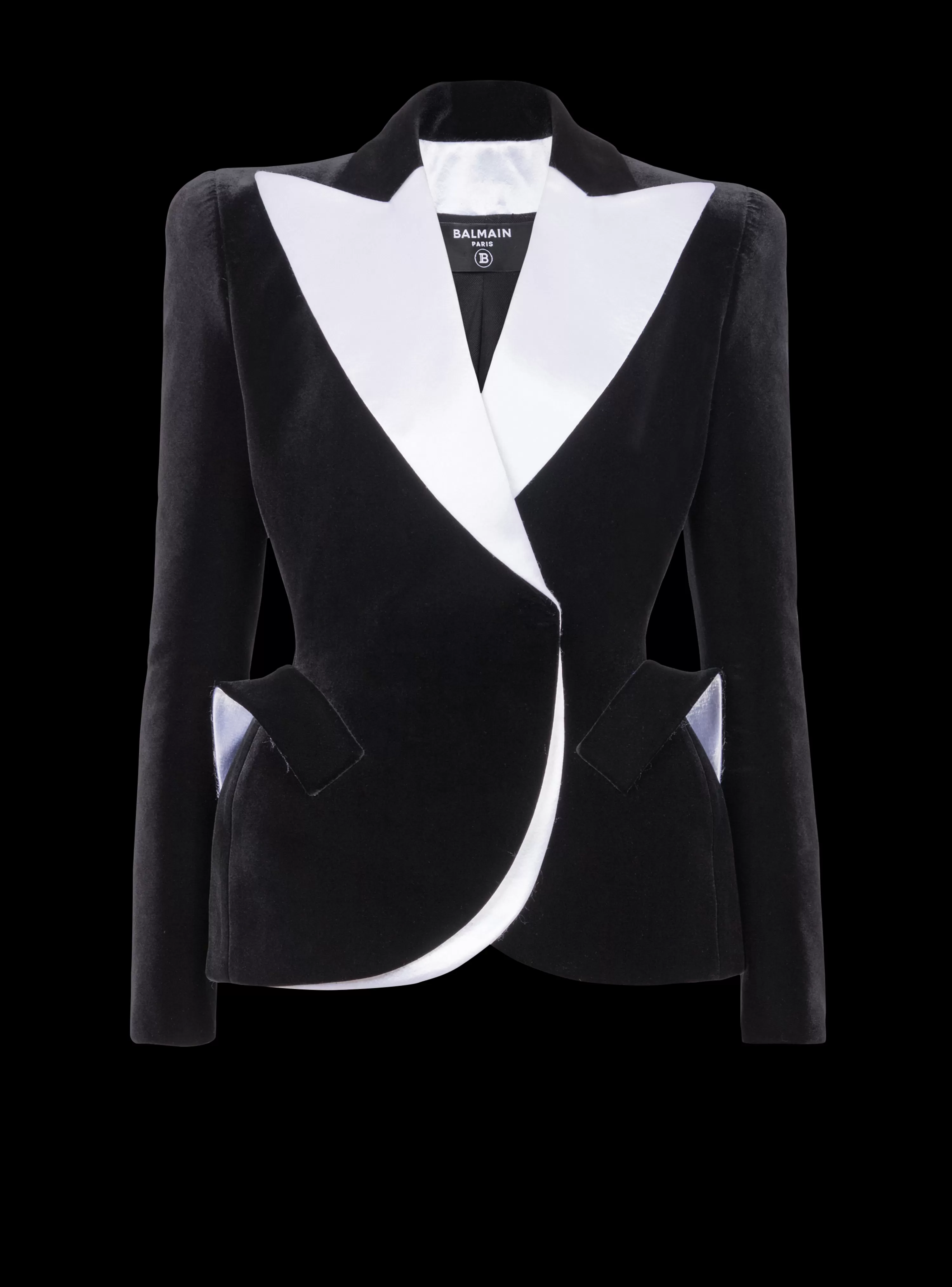 Women Balmain Structured Jacket In Velvet And Satin