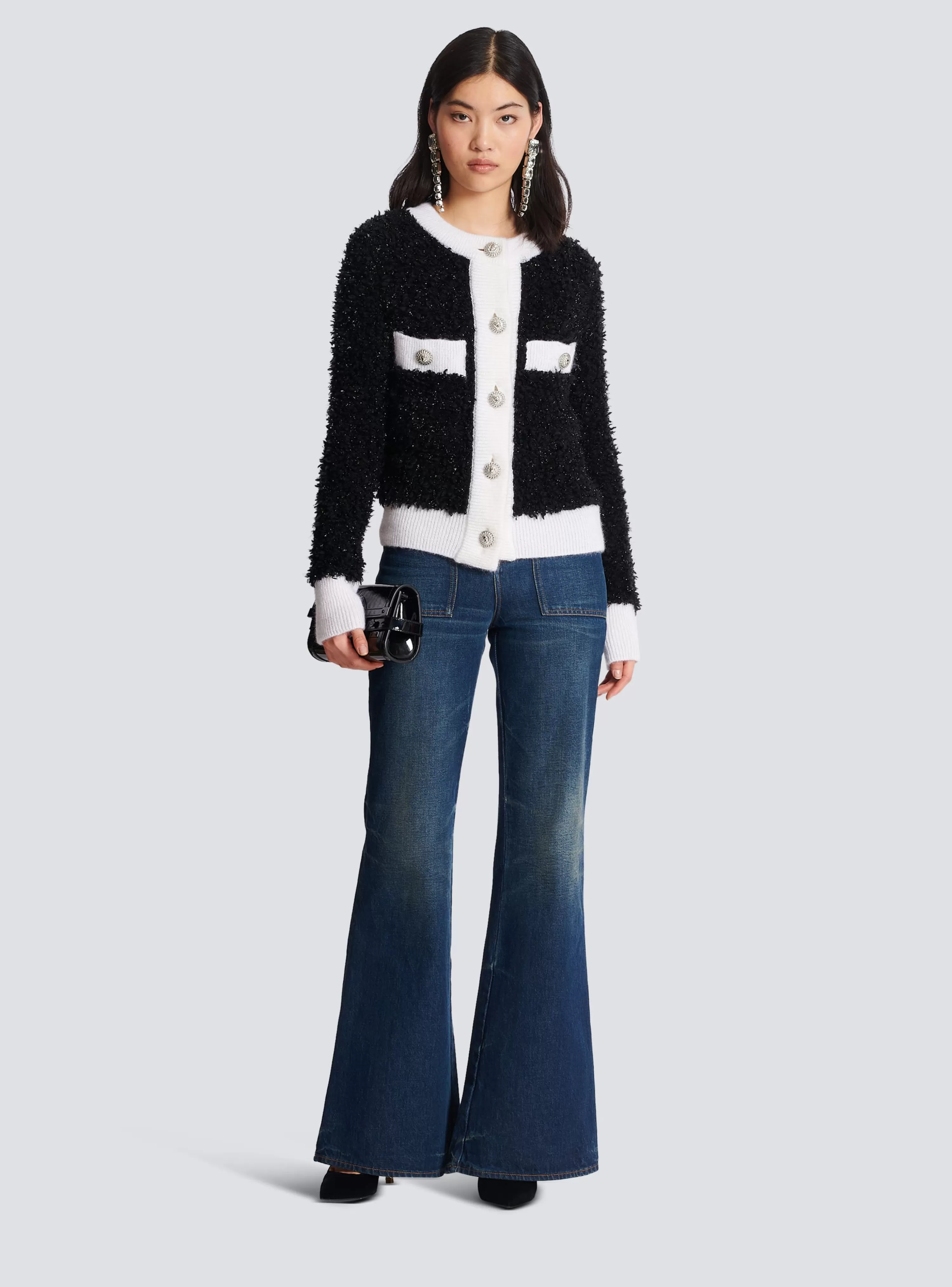 Women Balmain Textured Knit Cardigan