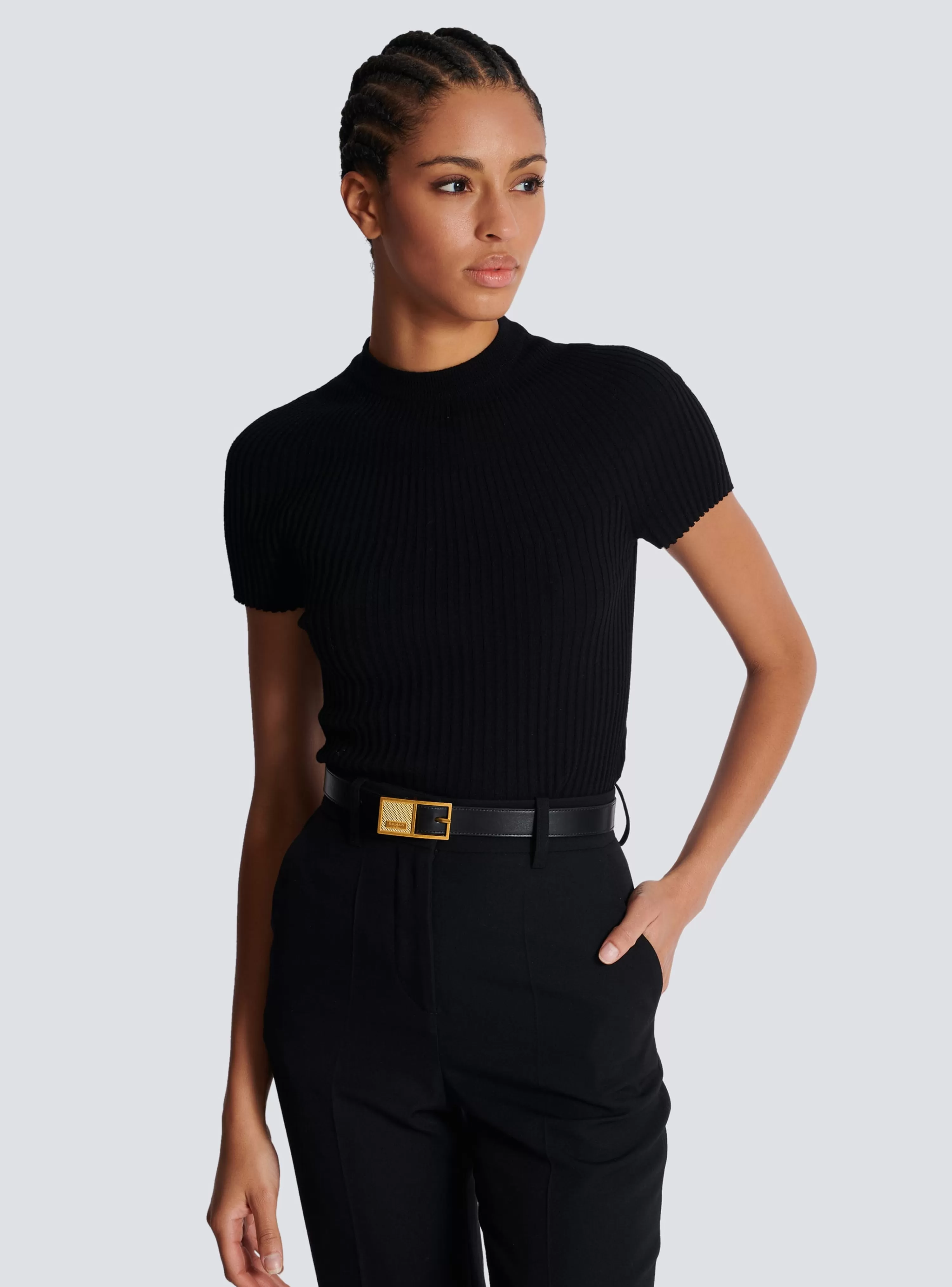 Women Balmain Thin Signature Calfskin Belt