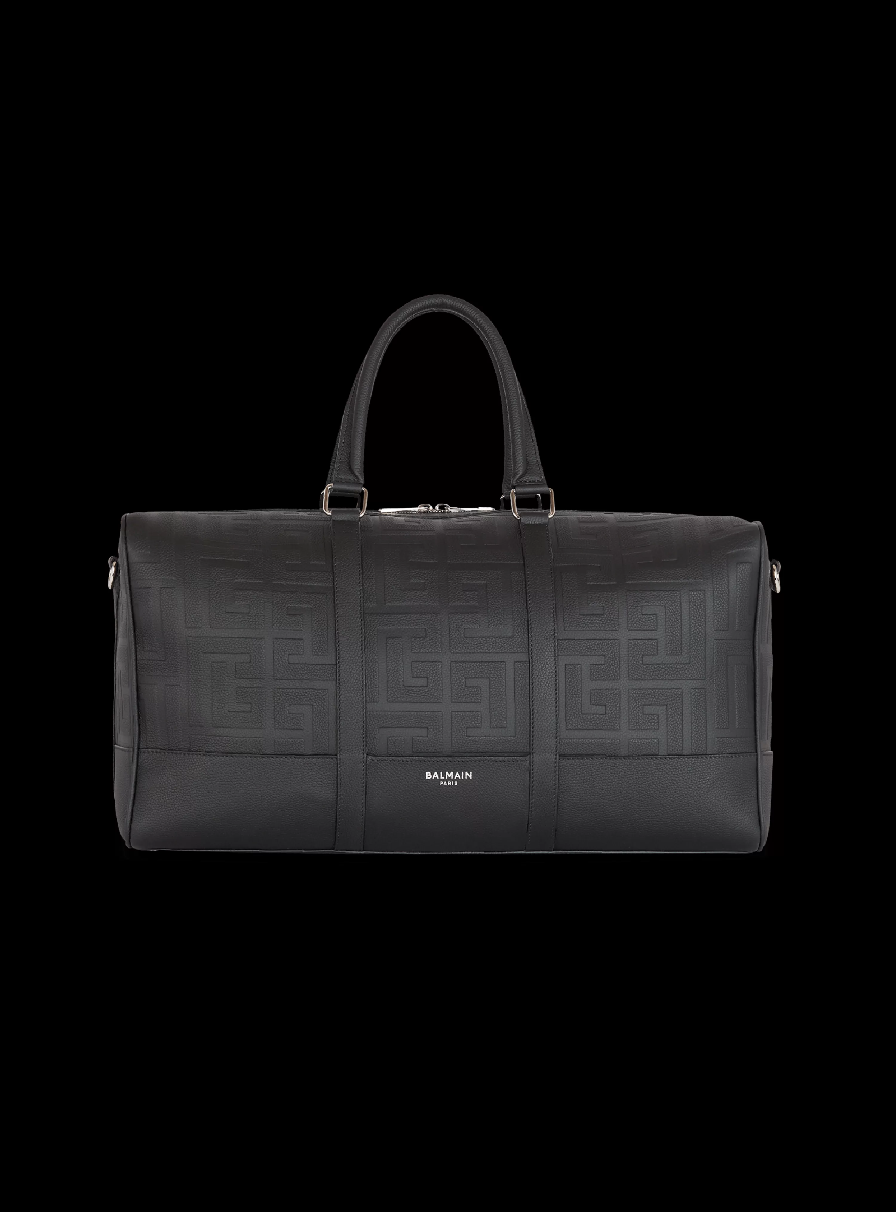 Balmain Travel Bag In Grained Leather