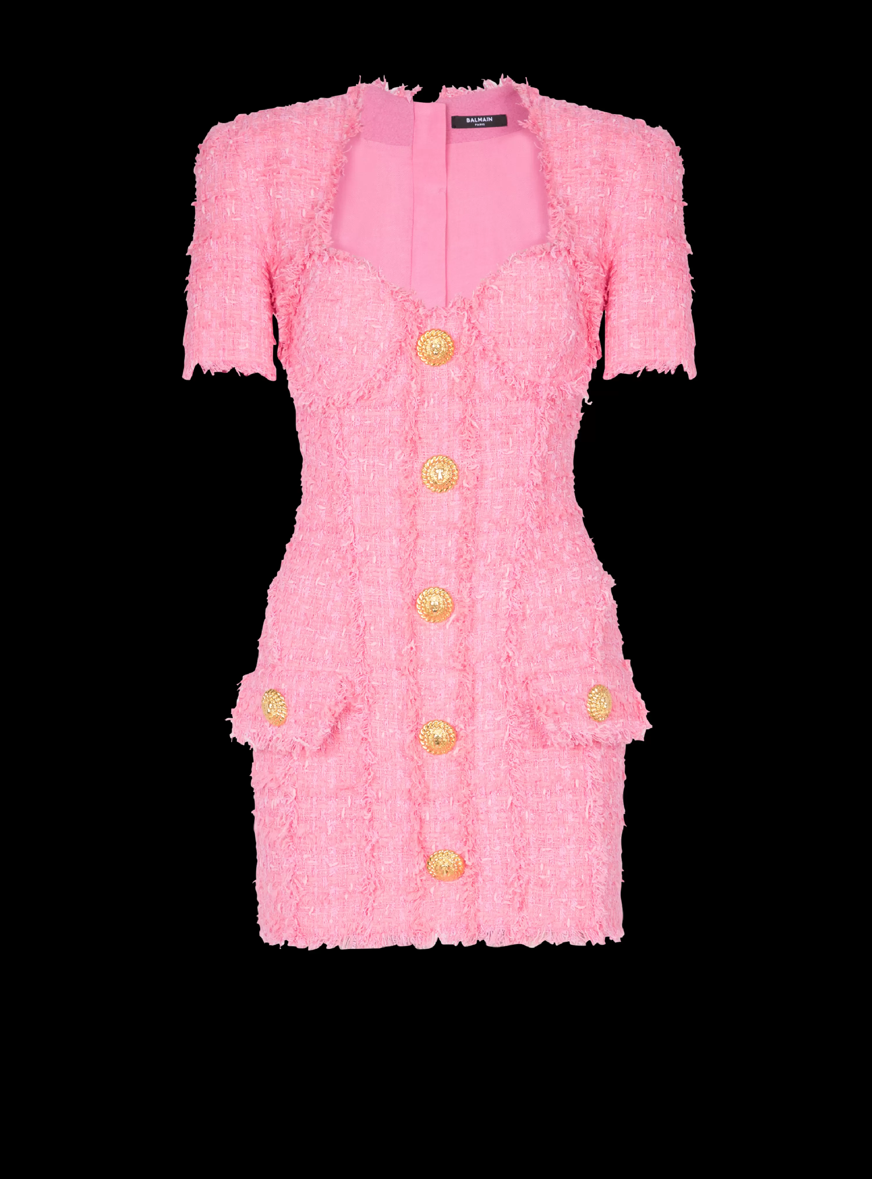 Women Balmain Tweed Dress With Buttons