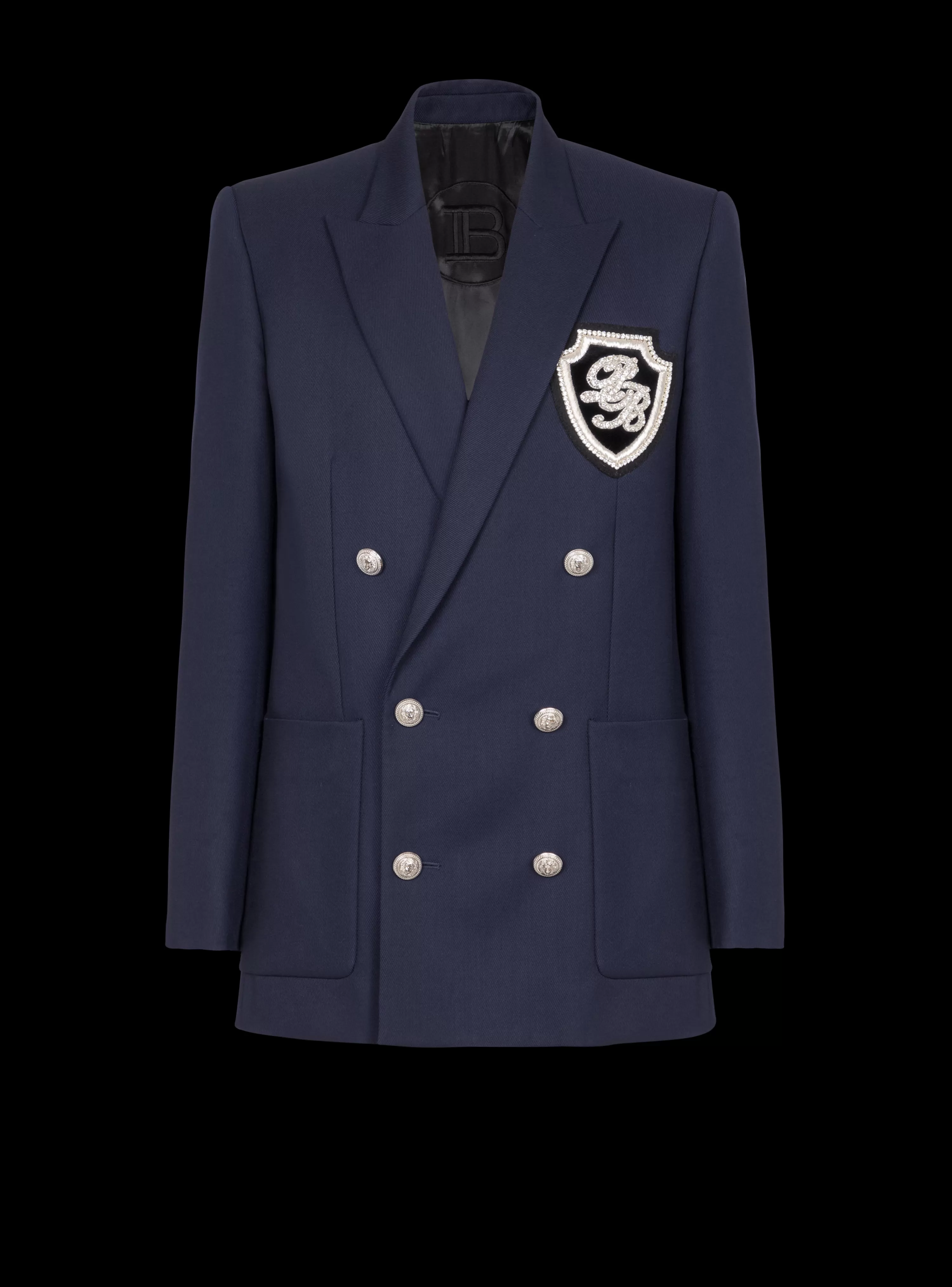 Balmain Twill Blazer With Embroidered PB Signature Badge