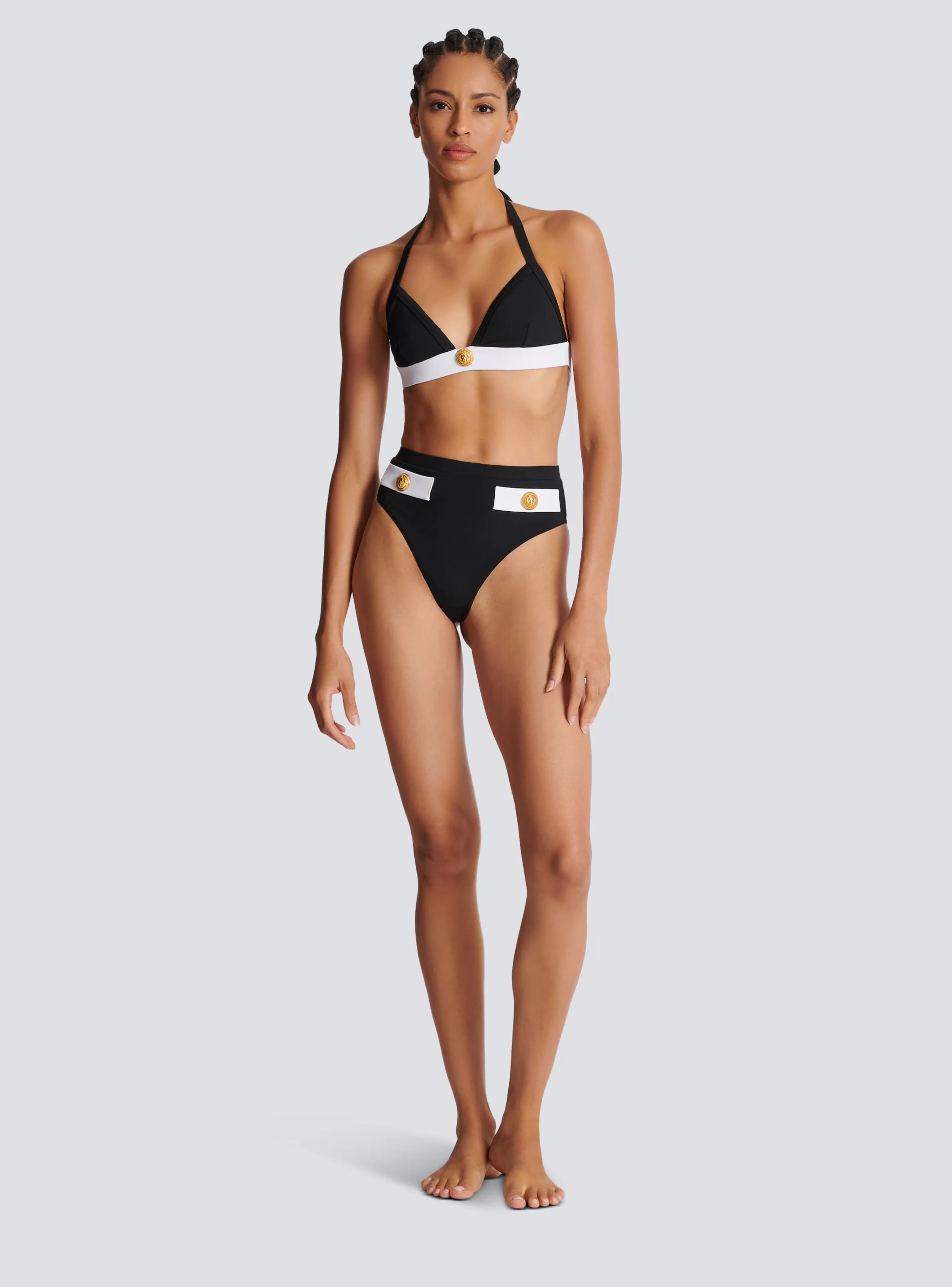 Women Balmain Two-piece Swimming Costume With Buttons