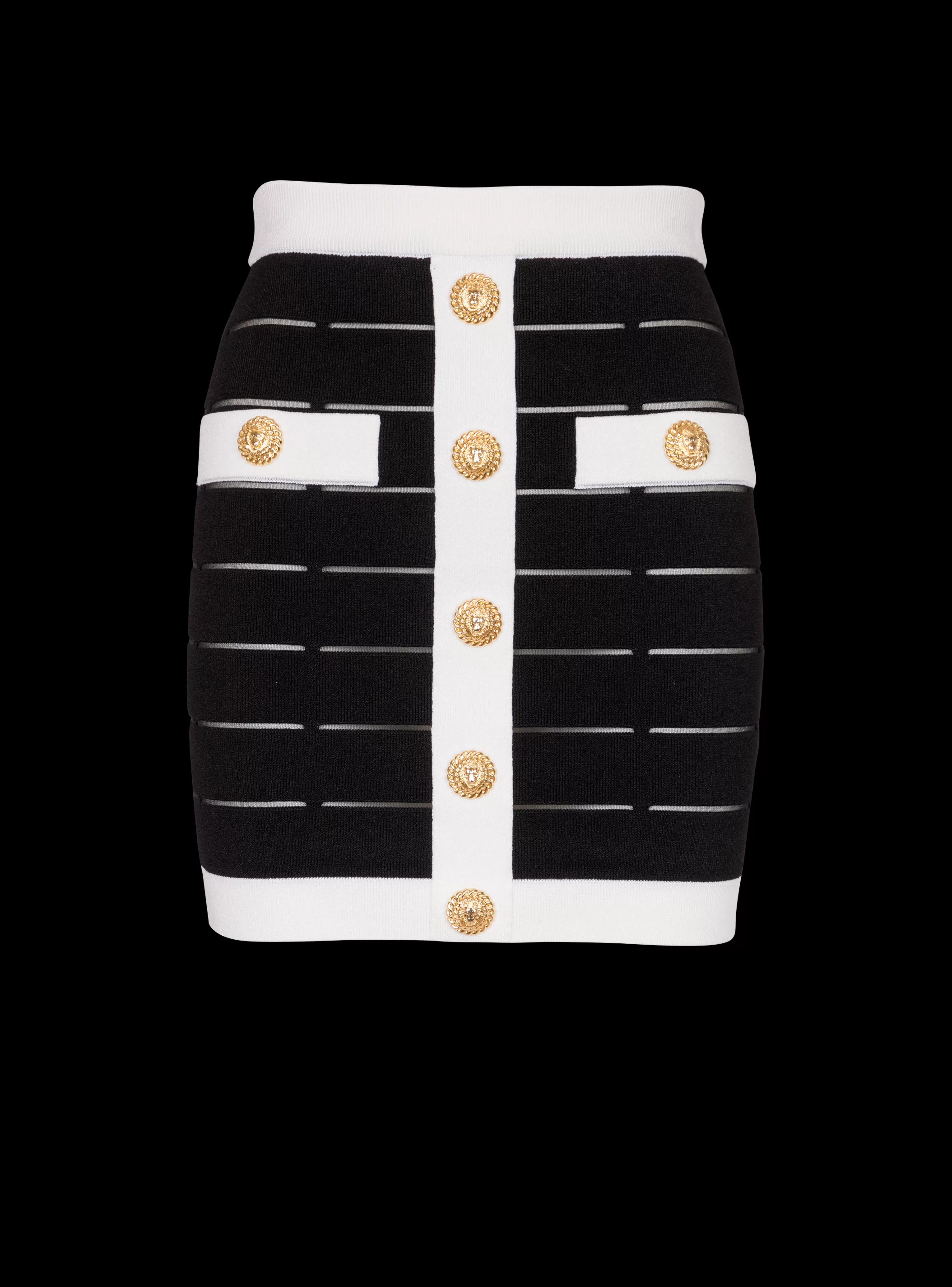 Women Balmain Two-tone Buttoned Knit Skirt