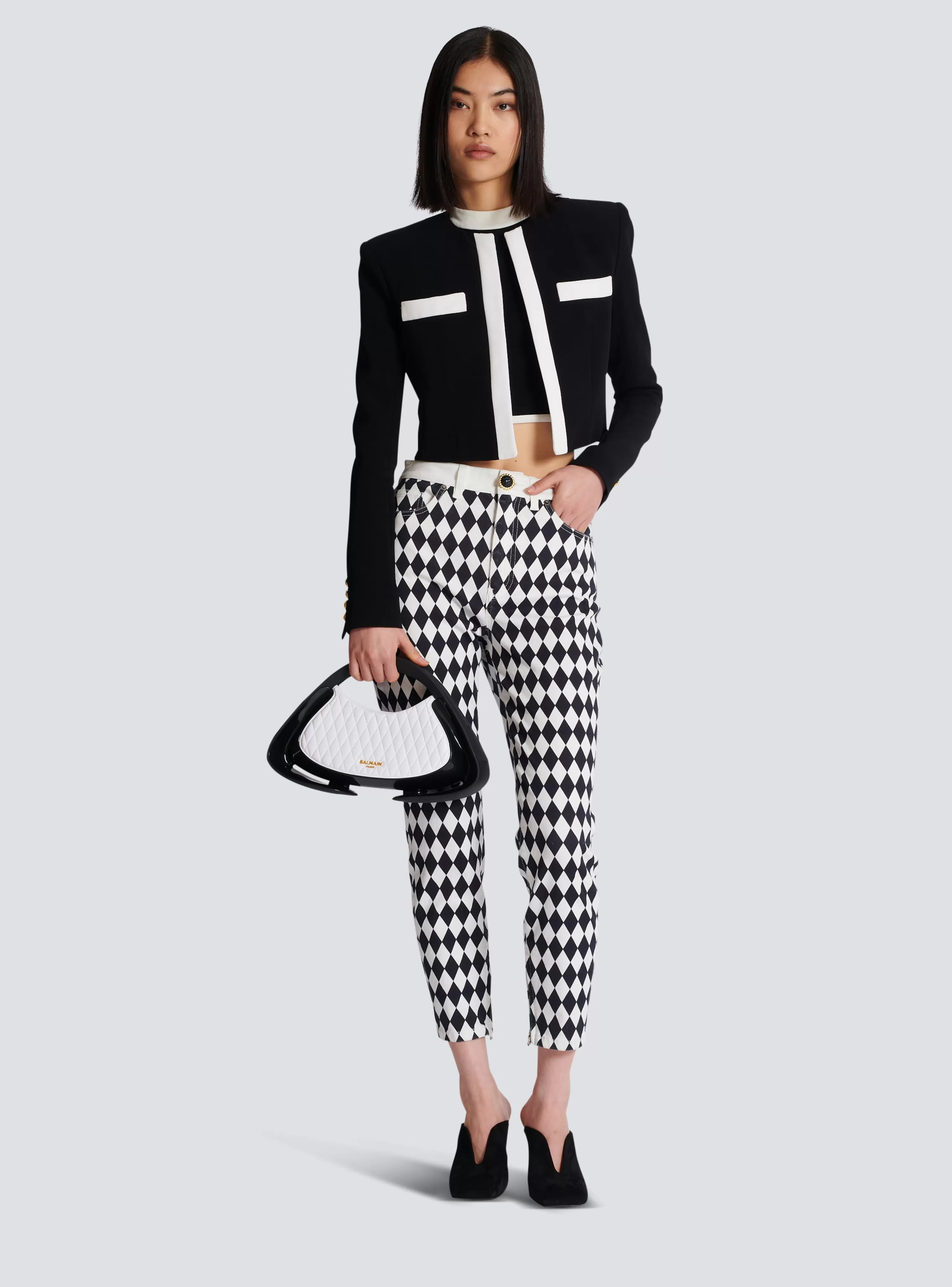 Women Balmain Two-tone Crepe Spencer Jacket