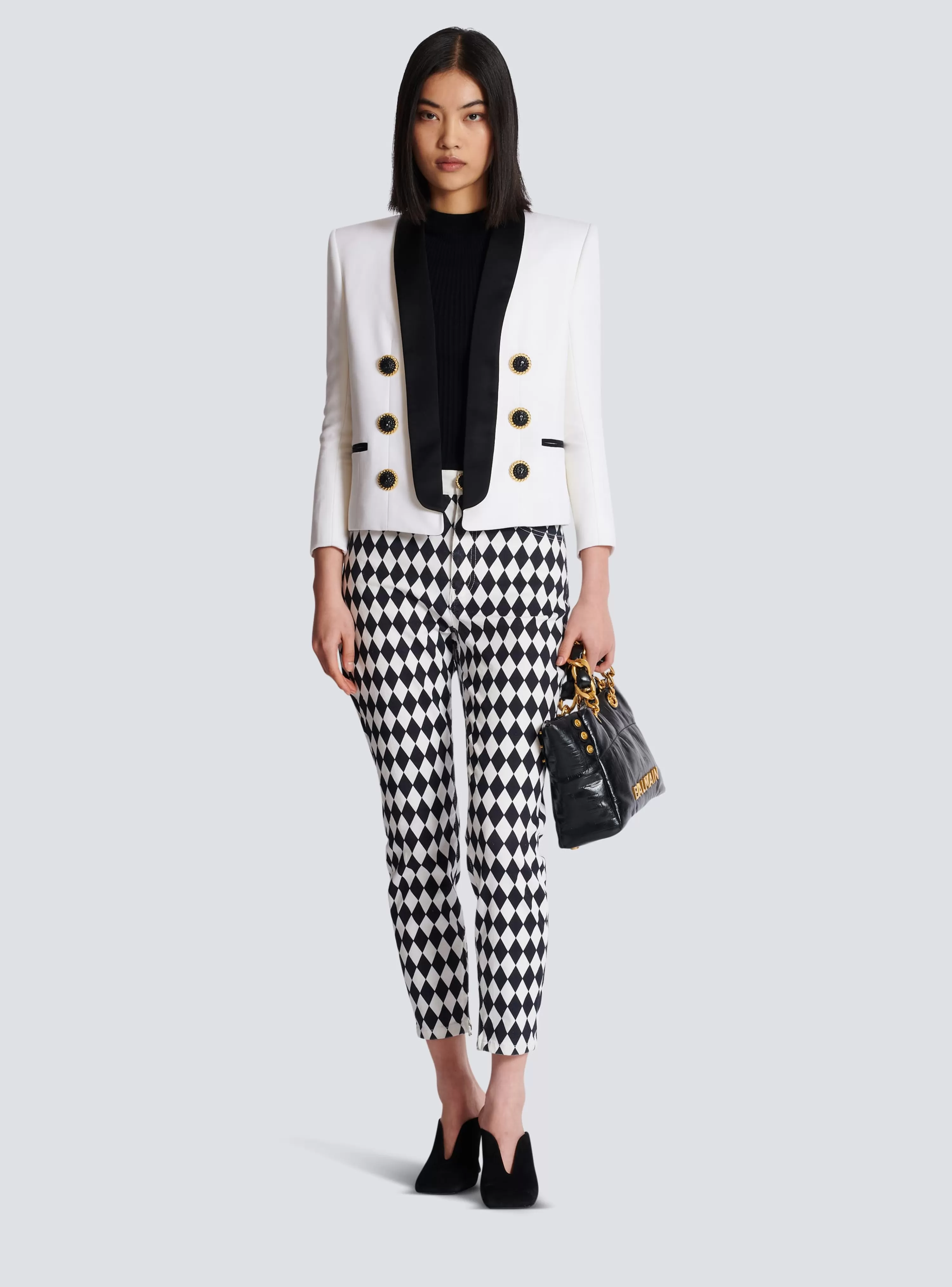 Women Balmain Two-tone Edge-to-edge Jacket With 6 Buttons