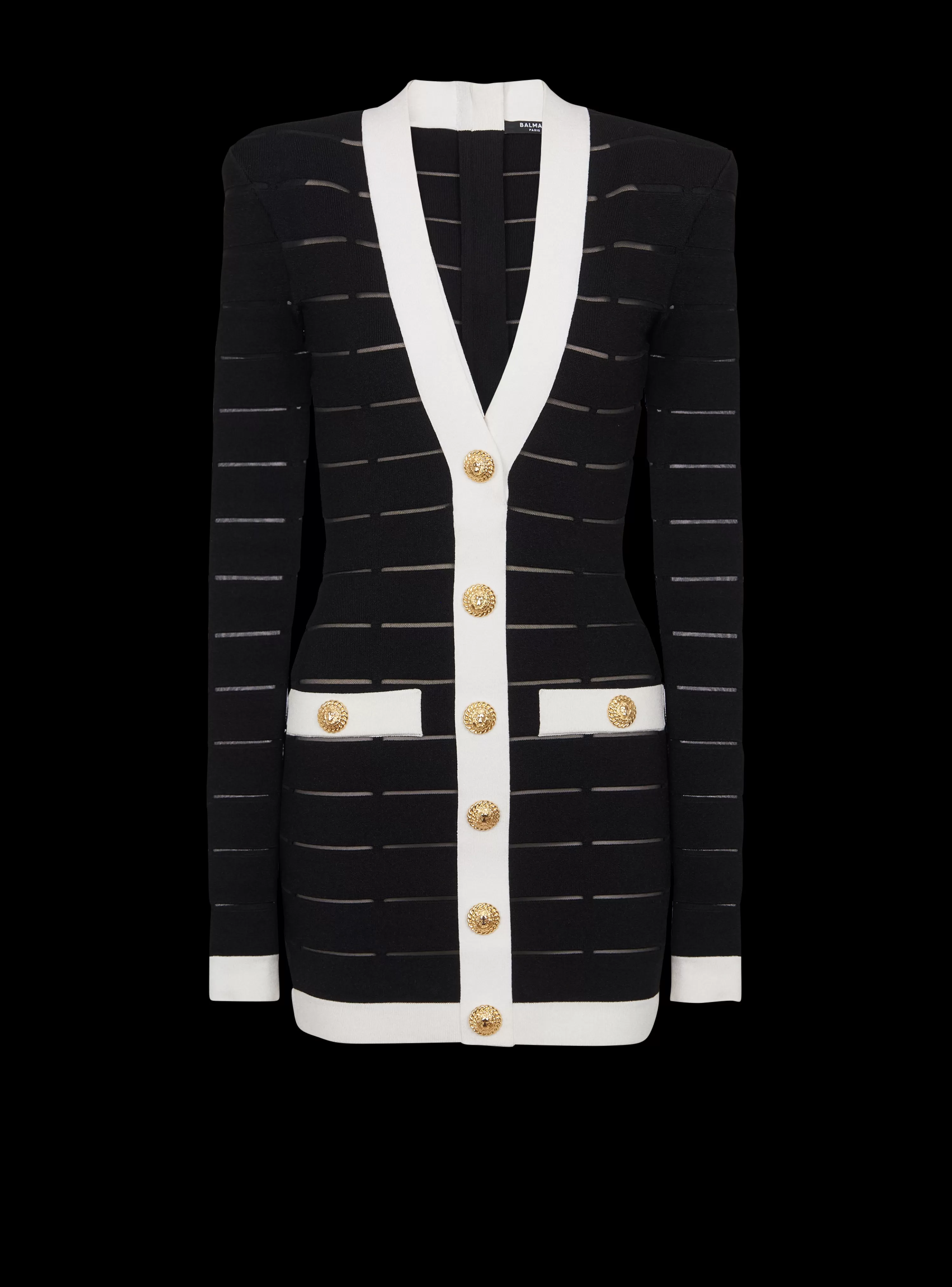 Women Balmain Two-tone Knit Dress With Buttons