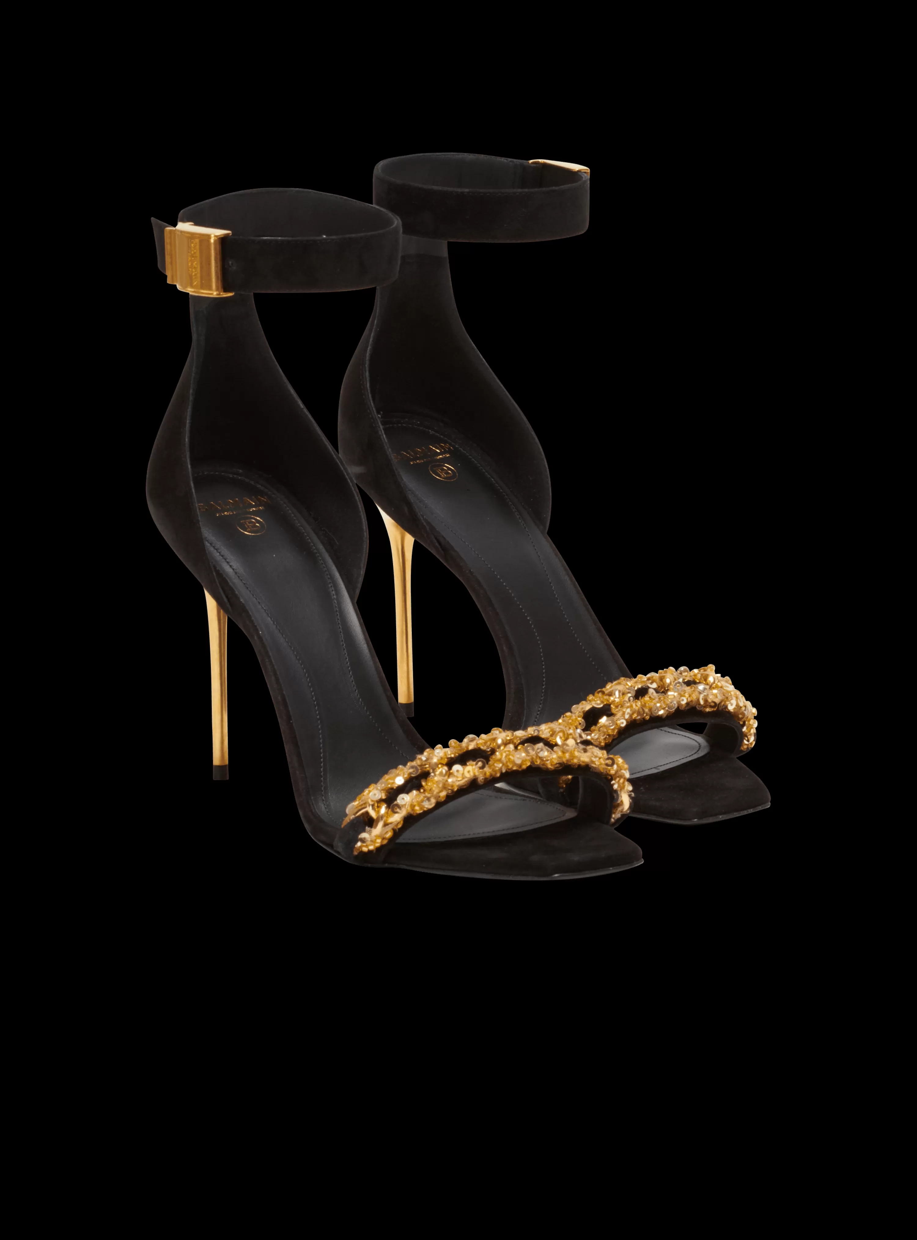 Women Balmain Uma Suede And Chain Sandals