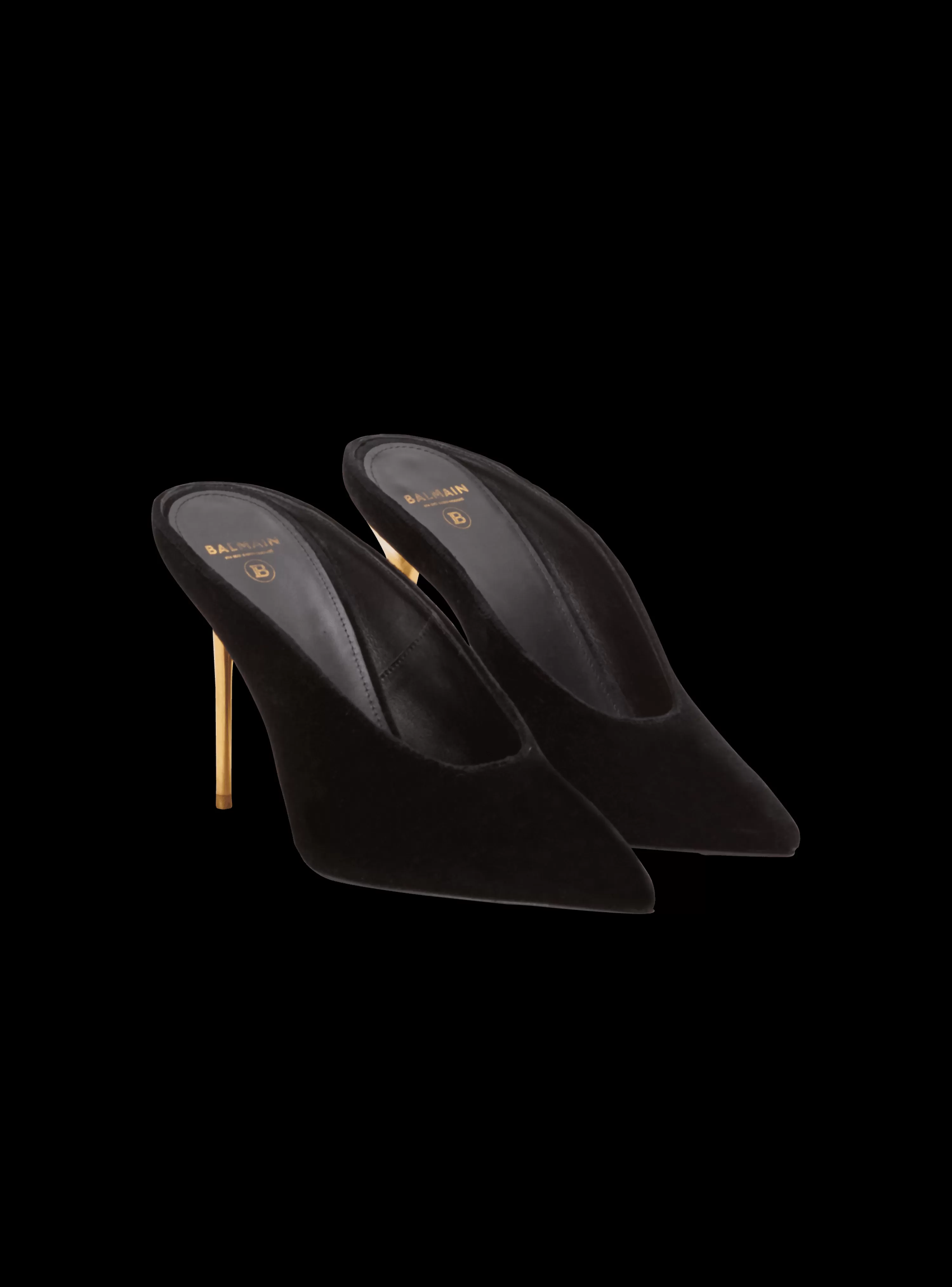 Women Balmain Velvet Ruby Mules