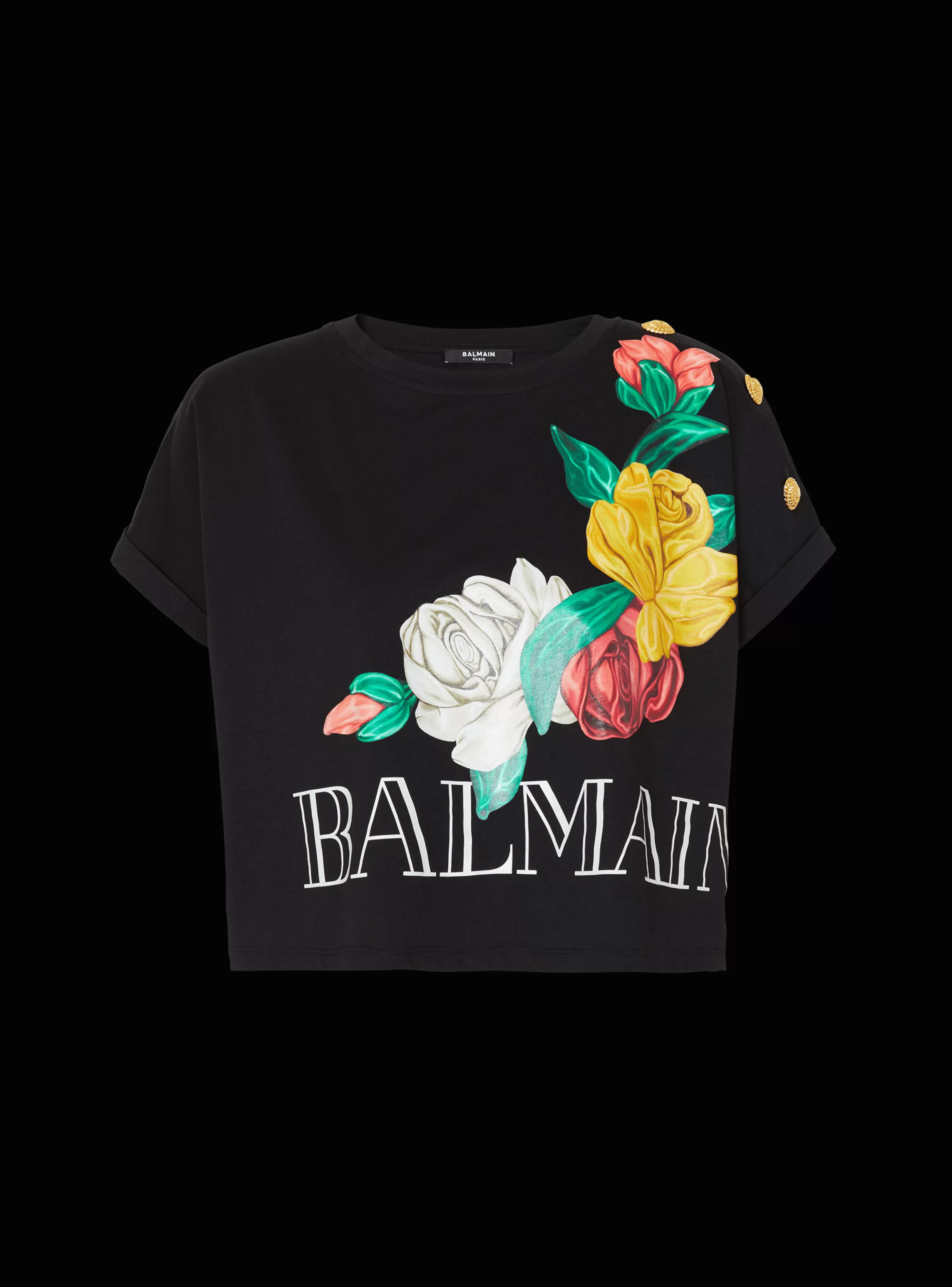 Women Balmain Vintage T-shirt With Roses Print