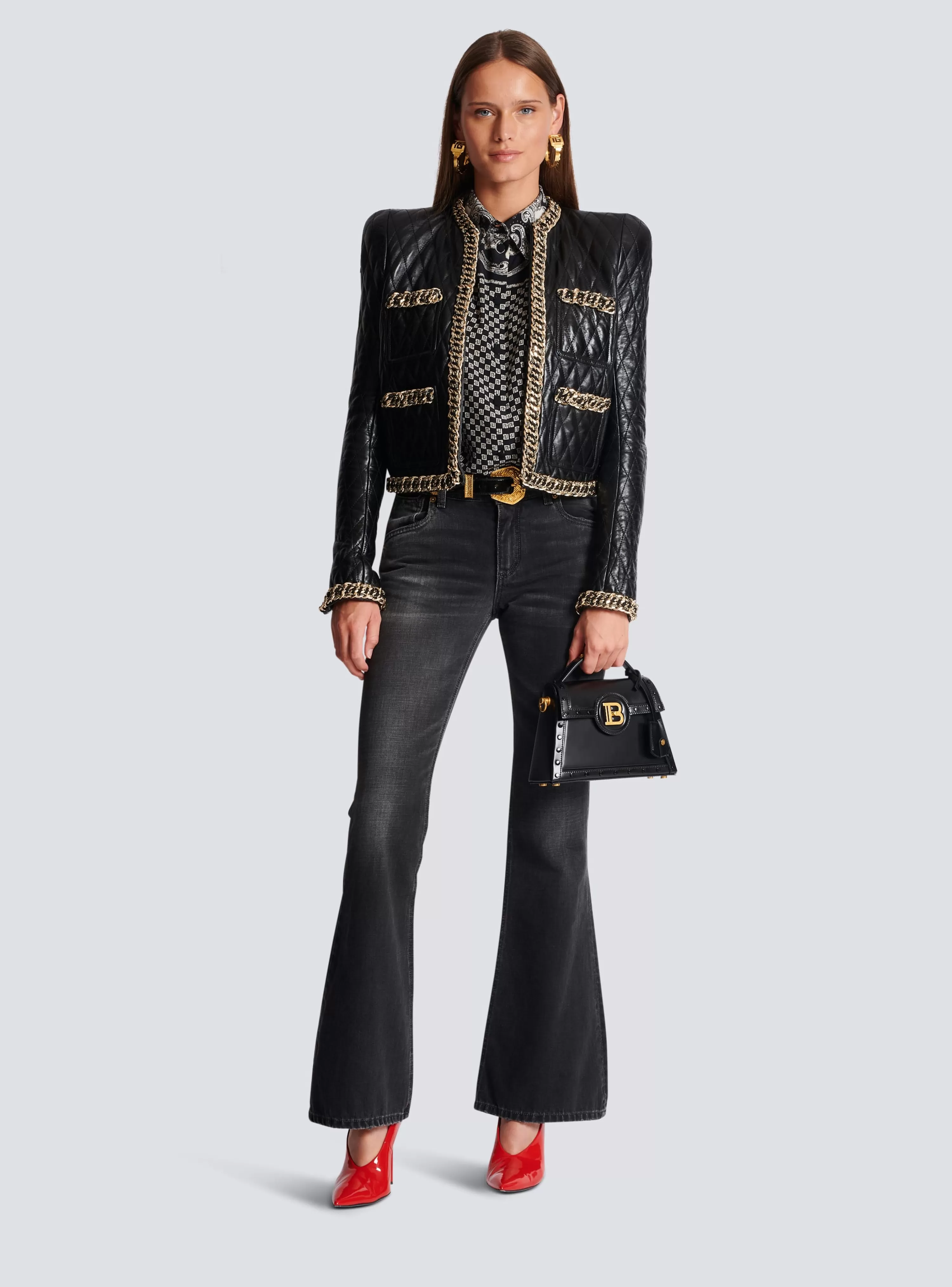 Women Balmain Western Bootcut Denim Jeans