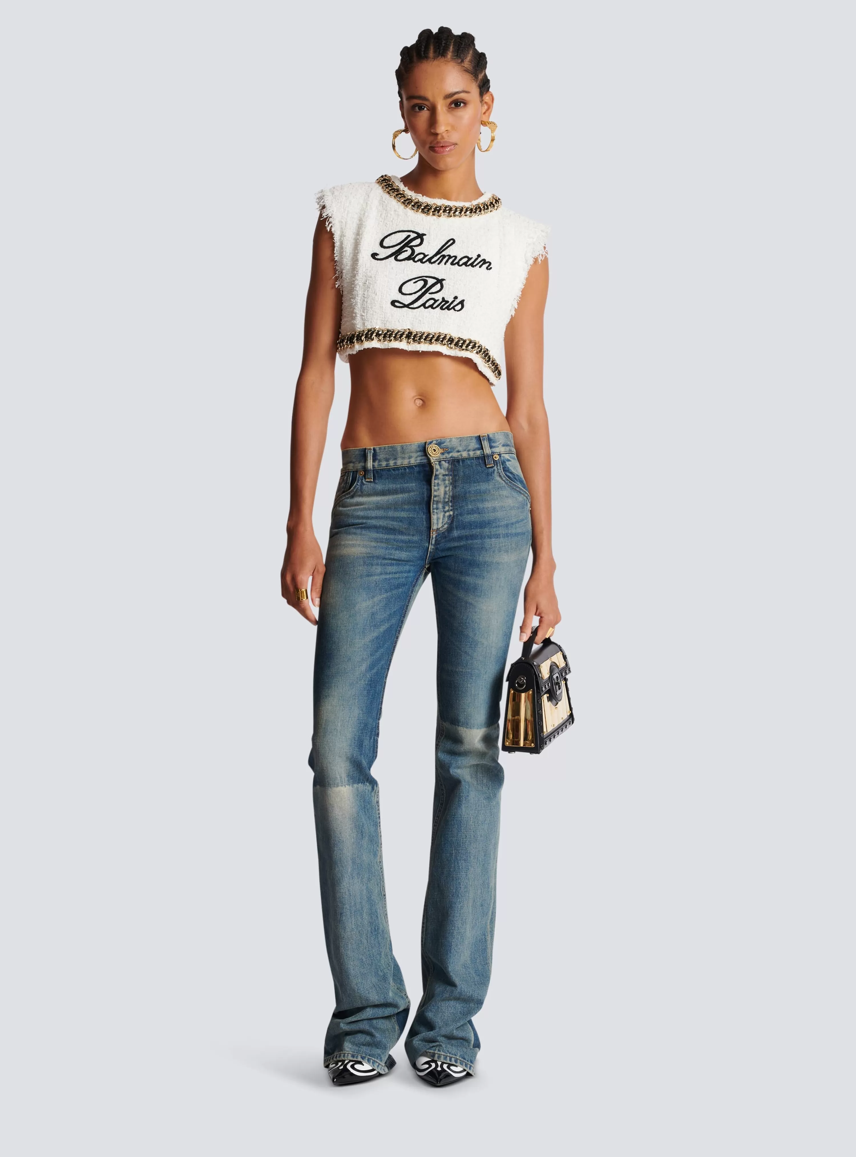 Women Balmain Western Bootcut Denim Jeans