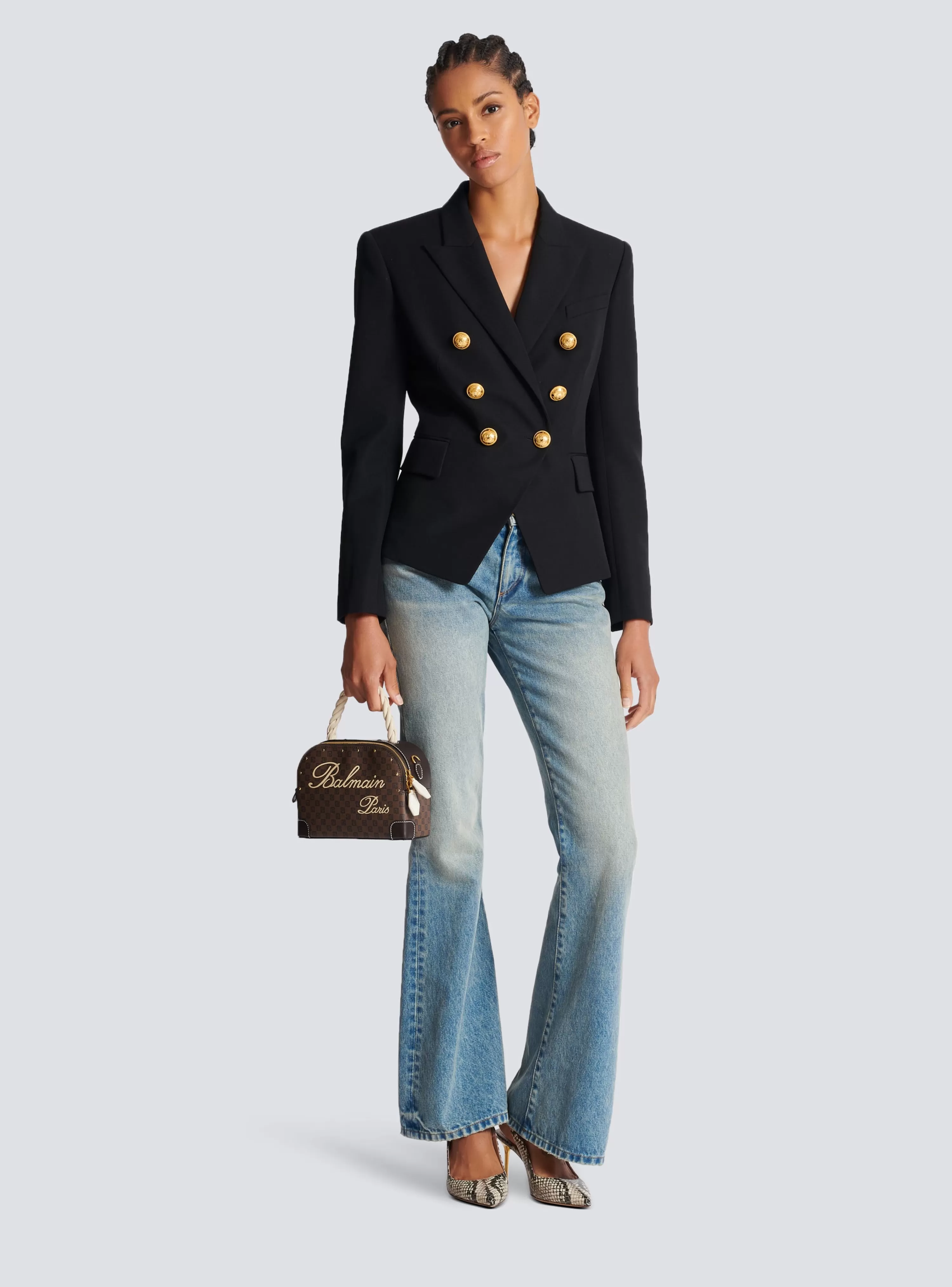 Women Balmain Wool Double-breasted Jacket