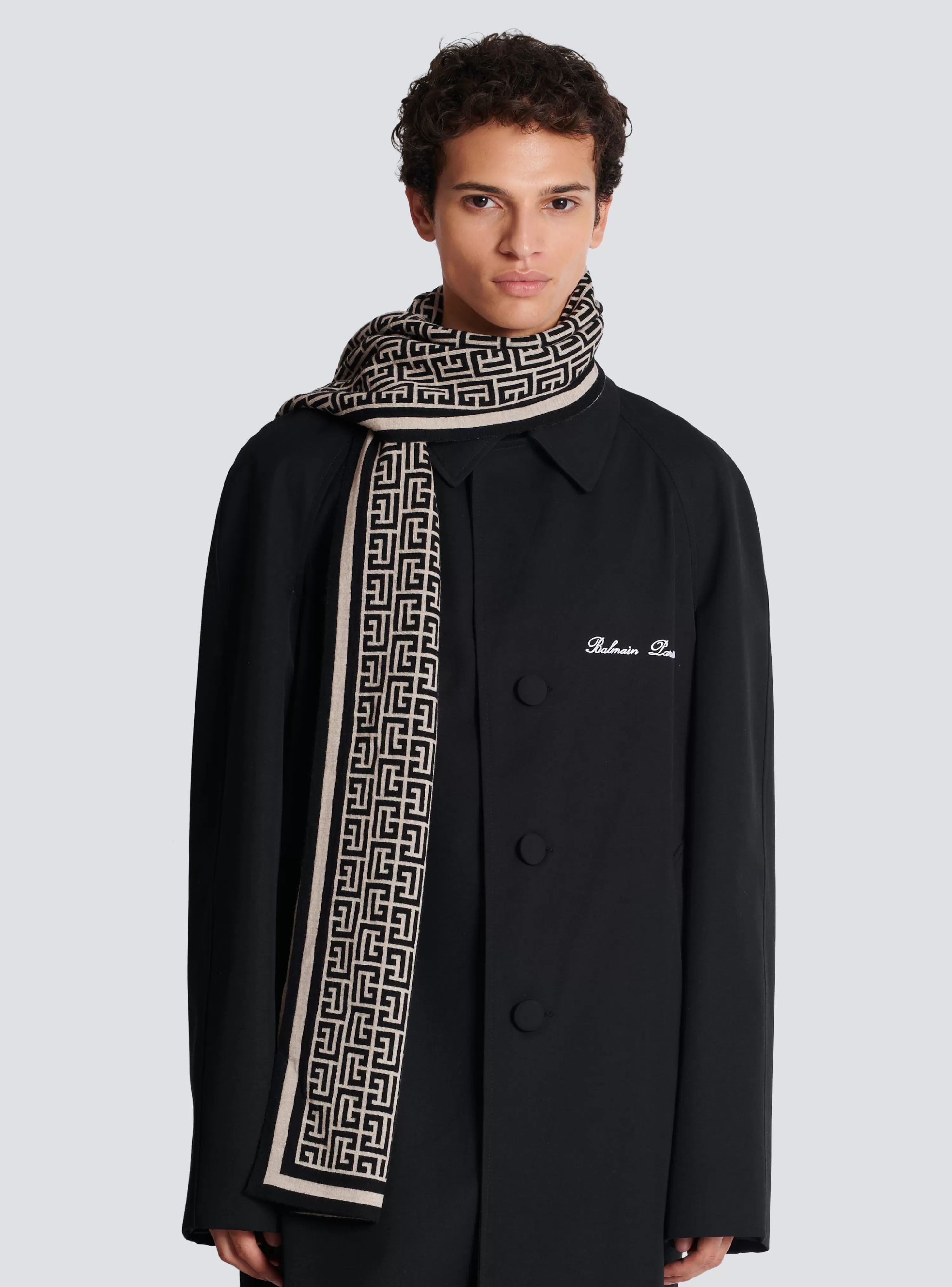 Balmain Wool Scarf With Monogram